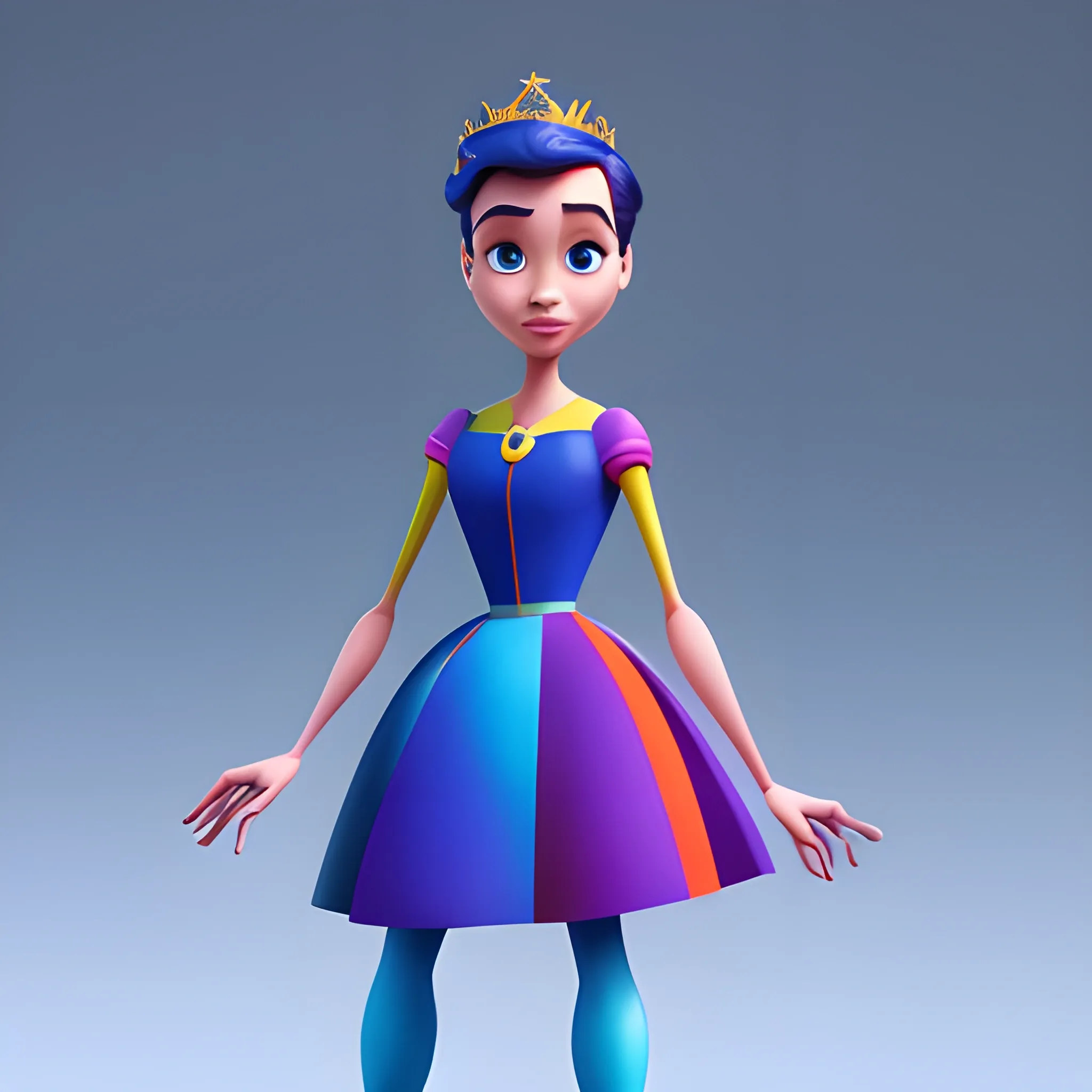 disney,add Photorealism,and high quality,multi-detail,HD, Cartoon,model,3D,pixar,
 ,while maintaining the simplest structure and fewer colors,Stylish and minimalist,colorful,walk,queen,{{{whole body}}},whole_body,whole body