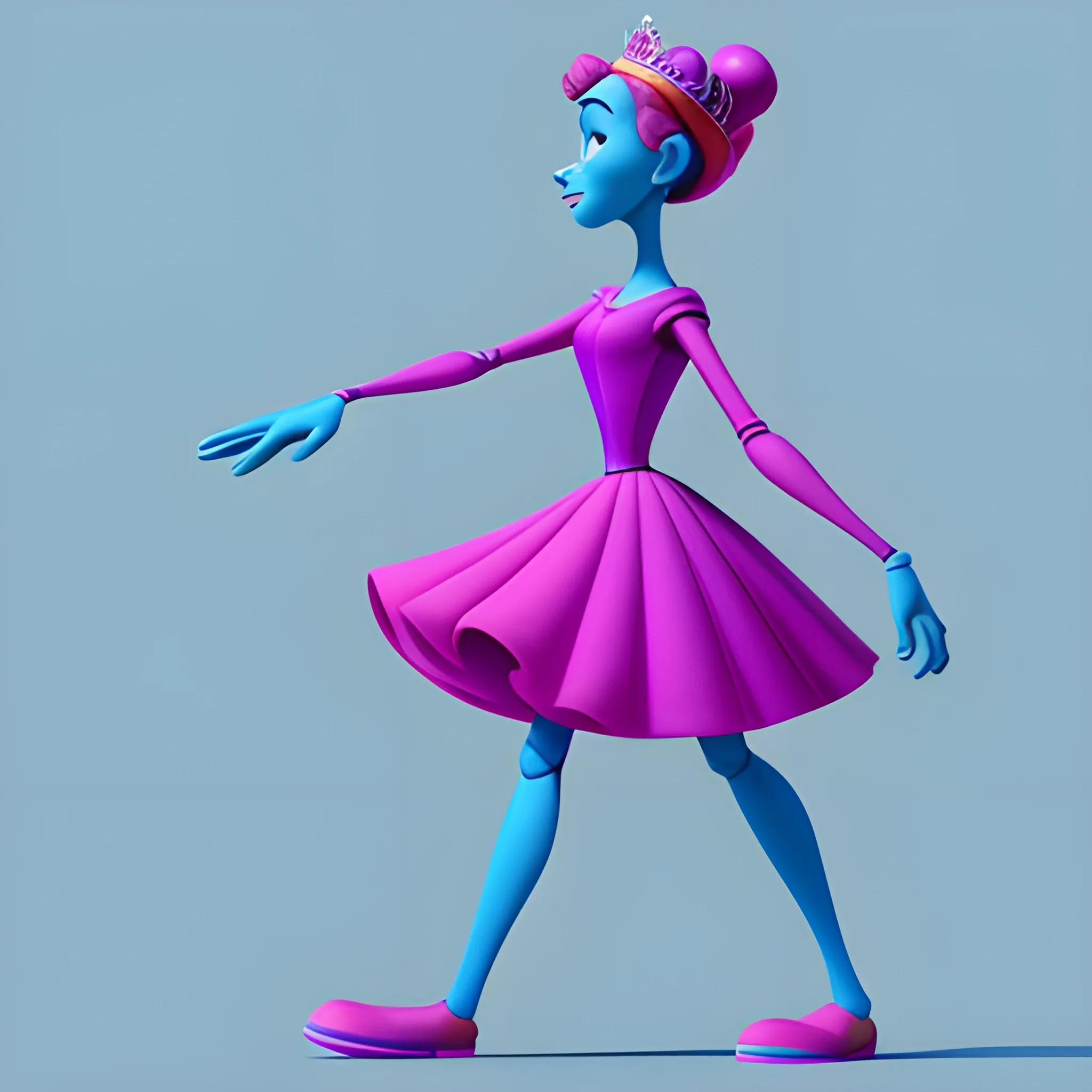 disney,add Photorealism,and high quality,multi-detail,HD, Cartoon,model,3D,pixar,
 ,while maintaining the simplest structure and fewer colors,Stylish and minimalist,colorful,walk,queen,{{{whole body}}},whole_body,whole body