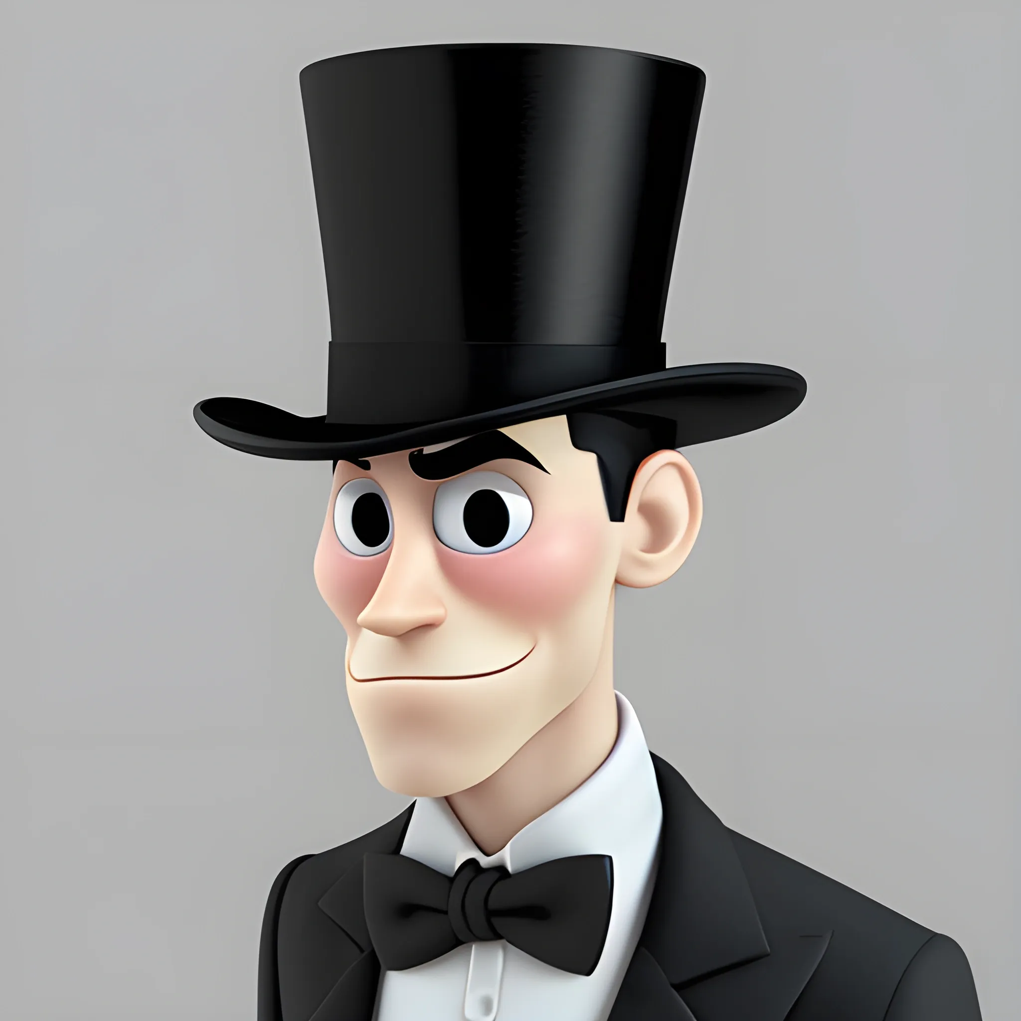 disney,add Photorealism,and high quality,multi-detail,HD, Cartoon,model,3D,pixar,
 ,while maintaining the simplest structure and fewer colors,Stylish and minimalist,colorful,man,top hat,{{{whole body}}}