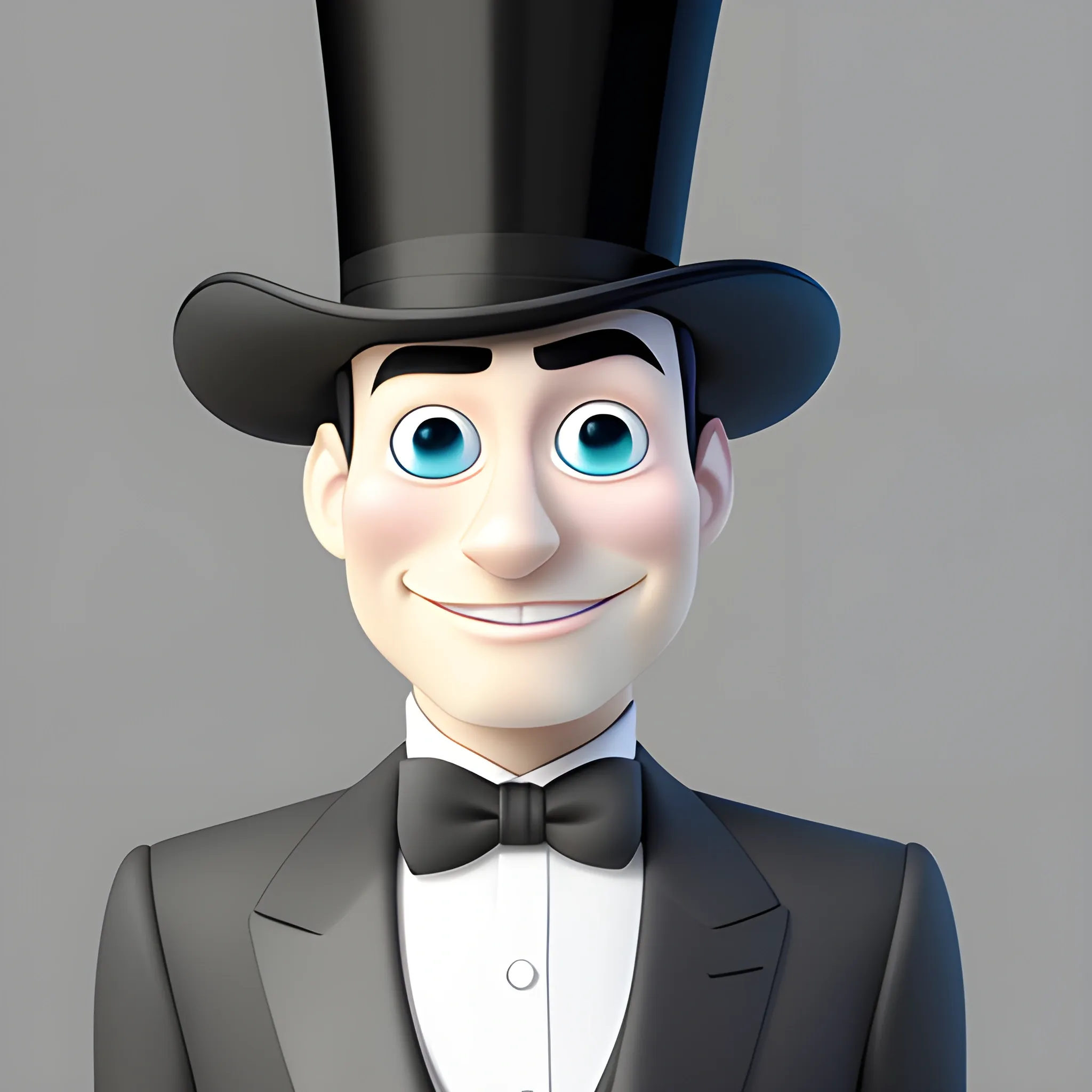 disney,add Photorealism,and high quality,multi-detail,HD, Cartoon,model,3D,pixar,
 ,while maintaining the simplest structure and fewer colors,Stylish and minimalist,colorful,man,top hat,{{{whole body}}}