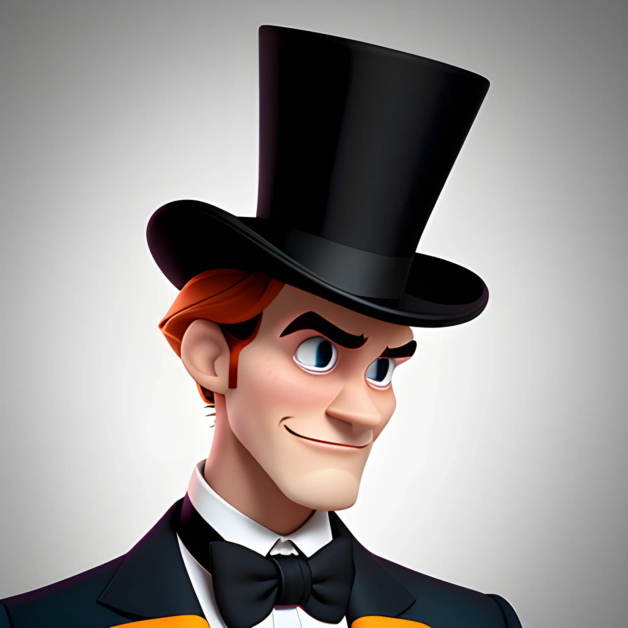 disney,add Photorealism,and high quality,multi-detail,HD, Cartoon,model,3D,pixar,
 ,while maintaining the simplest structure and fewer colors,Stylish and minimalist,colorful,man,top hat,High-collared suit,Gentlemanly demeanor,{{{whole body}}}