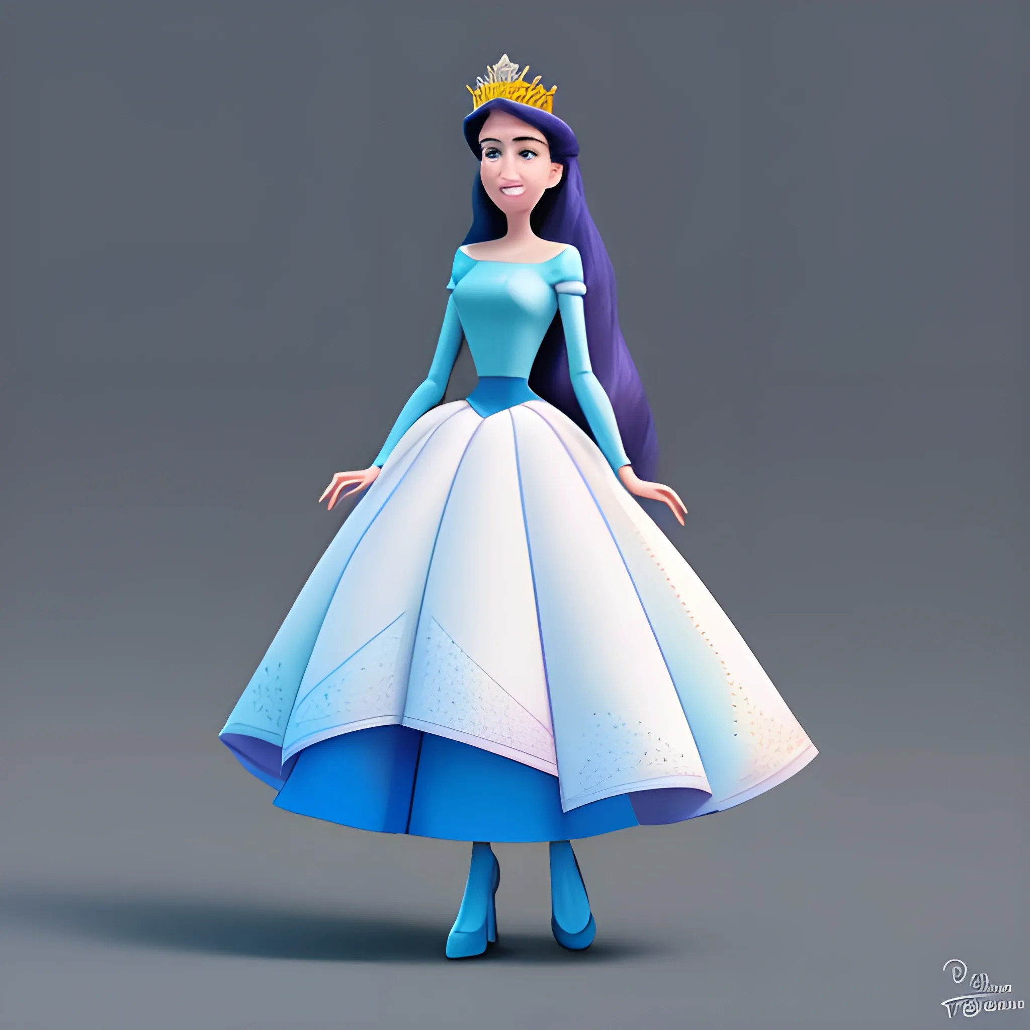 disney,add Photorealism,and high quality,multi-detail,HD, Cartoon,model,3D,pixar,
 ,while maintaining the simplest structure and fewer colors,Stylish and minimalist,colorful,long skirt,crown,high heels,Royalty style,{{{whole body}}},whole_body,whole body