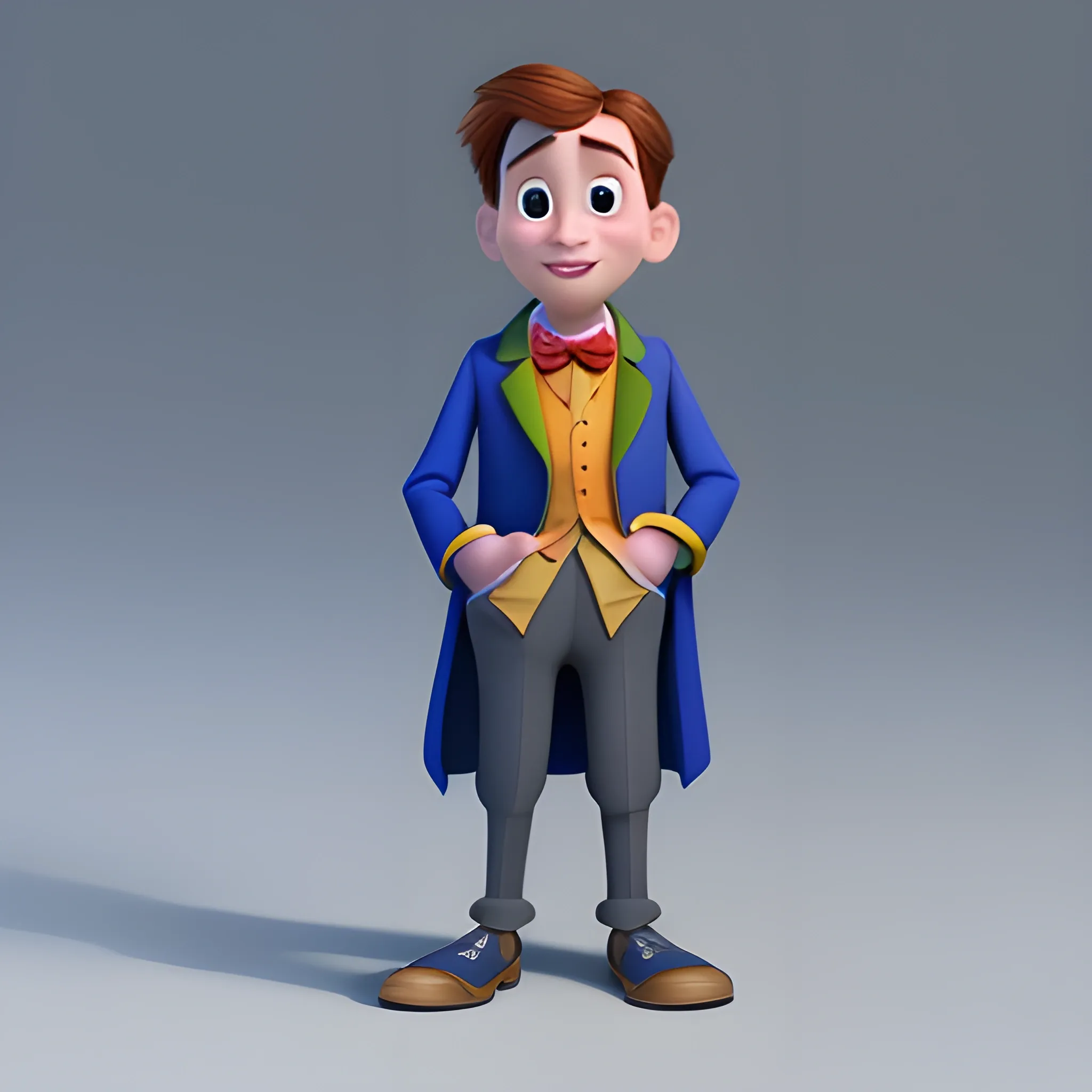 disney,add Photorealism,and high quality,multi-detail,HD, Cartoon,model,3D,pixar,
 ,while maintaining the simplest structure and fewer colors,Frock coat,Stylish and minimalist,{{{whole body}}},whole body,whole_body