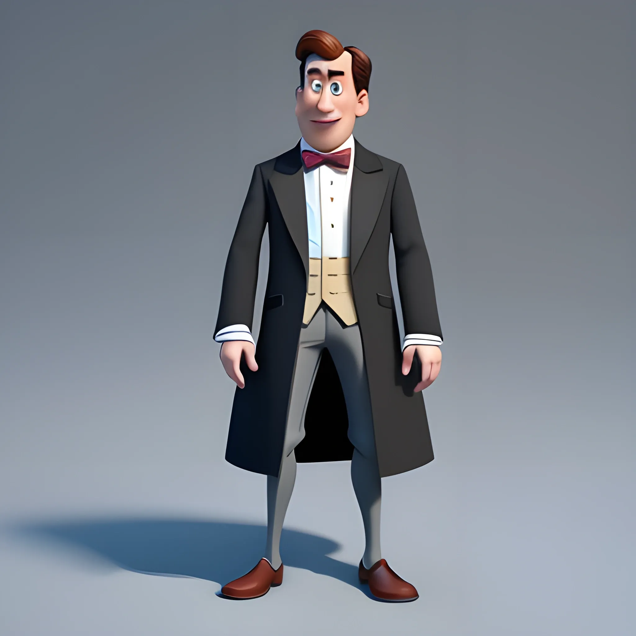 disney,add Photorealism,and high quality,multi-detail,HD, Cartoon,model,3D,pixar,
 ,while maintaining the simplest structure and fewer colors,Frock coat,Stylish and minimalist,{{{whole body}}},whole body,whole_body