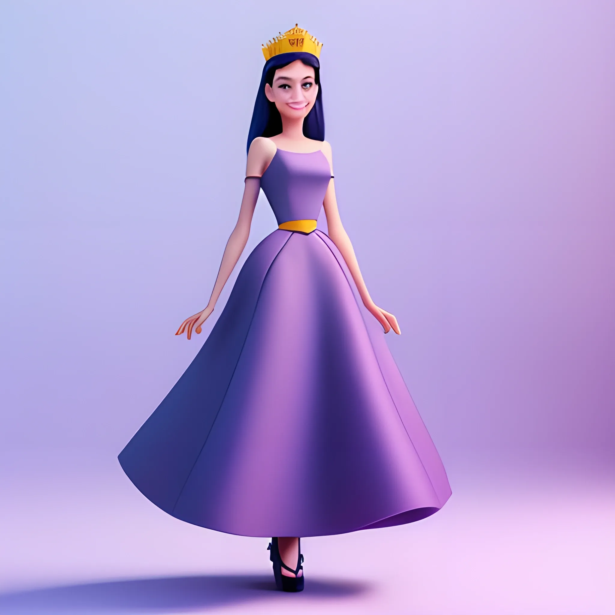 disney,add Photorealism,and high quality,multi-detail,HD, Cartoon,model,3D,pixar,
 ,while maintaining the simplest structure and fewer colors,Stylish and minimalist,colorful,long skirt,crown,high heels,Royalty style,{{{whole body}}},whole_body,whole body