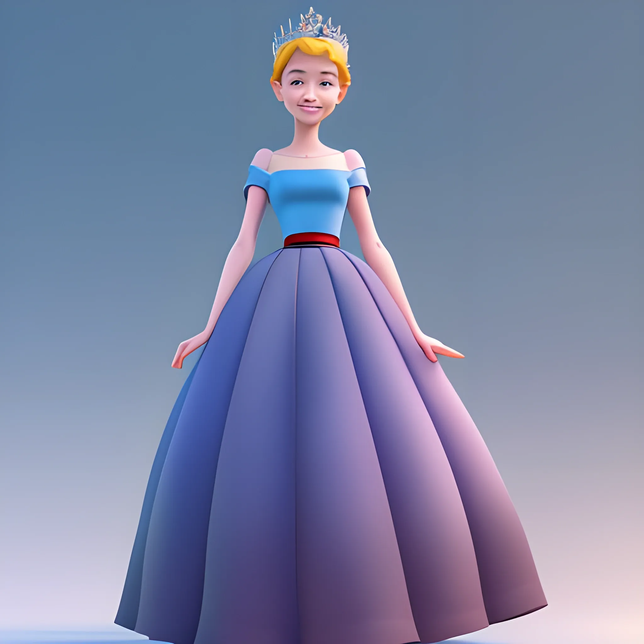 disney,add Photorealism,and high quality,multi-detail,HD, Cartoon,model,3D,pixar,
 ,while maintaining the simplest structure and fewer colors,Stylish and minimalist,colorful,long skirt,crown,{{{whole body}}},whole_body,whole body