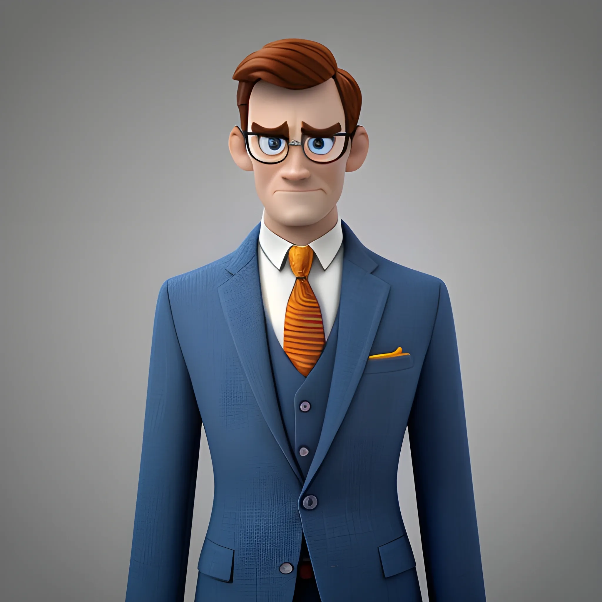 disney,add Photorealism,and high quality,multi-detail,HD, Cartoon,model,3D,pixar,
 ,while maintaining the simplest structure and fewer colors,Stylish and minimalist,colorful,man,High-collared suit,Gentlemanly demeanor,{{{whole body}}},whole_body,whole body