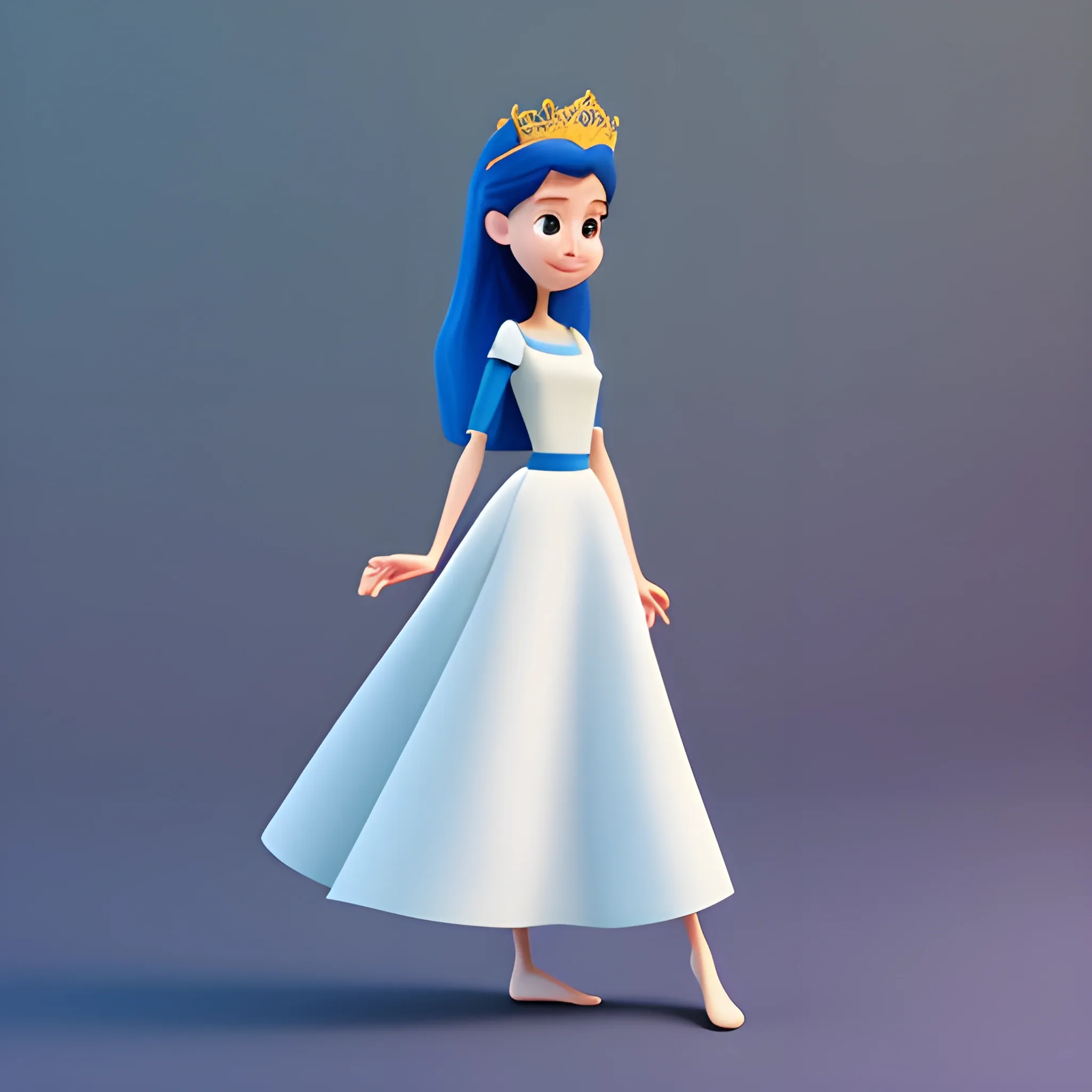 disney,add Photorealism,and high quality,multi-detail,HD, Cartoon,model,3D,pixar,
 ,while maintaining the simplest structure and fewer colors,Stylish and minimalist,colorful,long skirt,crown,{{{whole body}}},whole_body,whole body