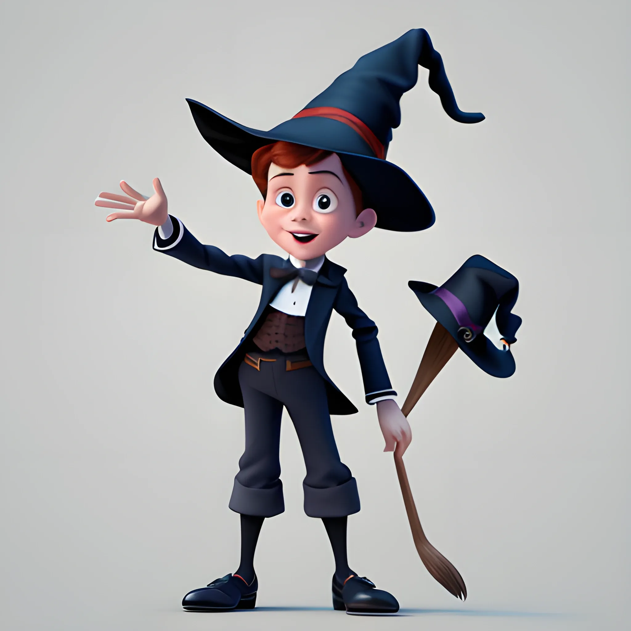 disney,add Photorealism,and high quality,multi-detail,HD, Cartoon,model,3D,pixar,
 ,while maintaining the simplest structure and fewer colors,Stylish and minimalist,colorful,witch,Gentlemanly demeanor,{{{whole body}}},whole_body,whole body