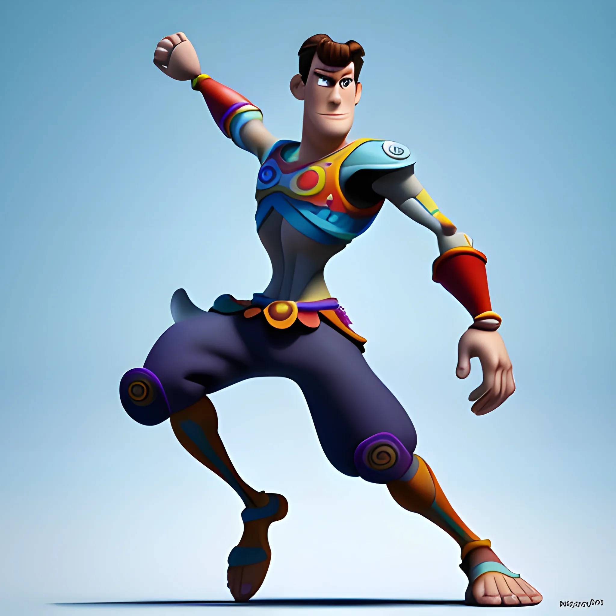 disney,add Photorealism,and high quality,multi-detail,HD, Cartoon,model,3D,pixar,
 ,while maintaining the simplest structure and fewer colors,Stylish and minimalist,colorful,warrior,{{{whole body}}},whole_body,whole body