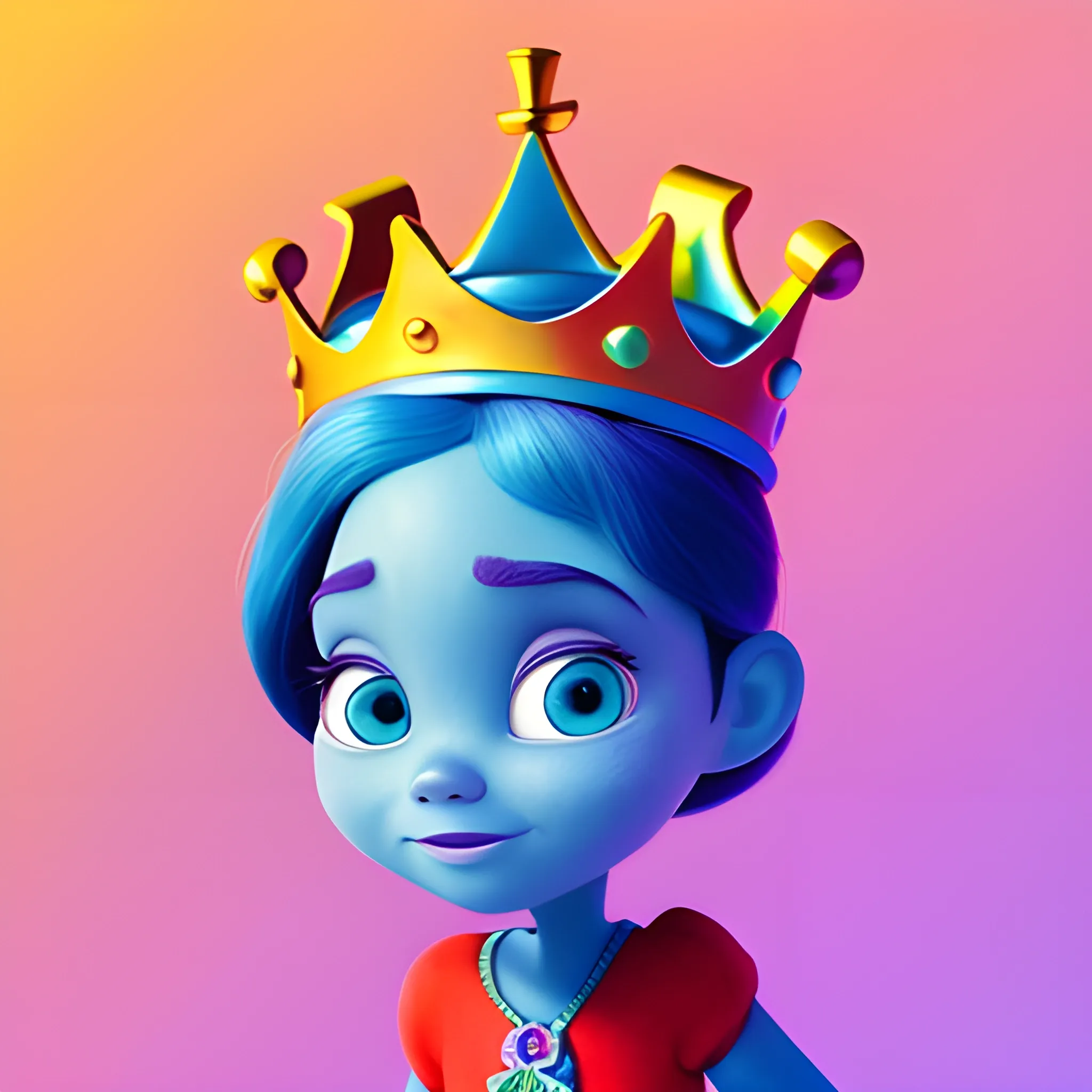 disney,add Photorealism,and high quality,multi-detail,HD, Cartoon,model,3D,pixar,
 ,while maintaining the simplest structure and fewer colors,Stylish and minimalist,colorful,crown,{{{whole body}}},whole_body,whole body