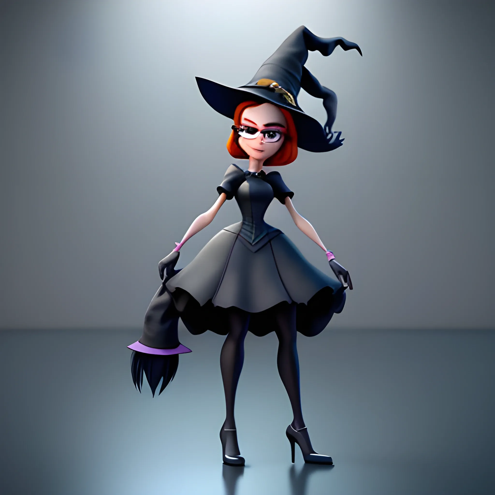 disney,add Photorealism,and high quality,multi-detail,HD, Cartoon,model,3D,pixar,
 ,while maintaining the simplest structure and fewer colors,Stylish and minimalist,colorful,witch,girl,{{{whole body}}},whole_body,whole body