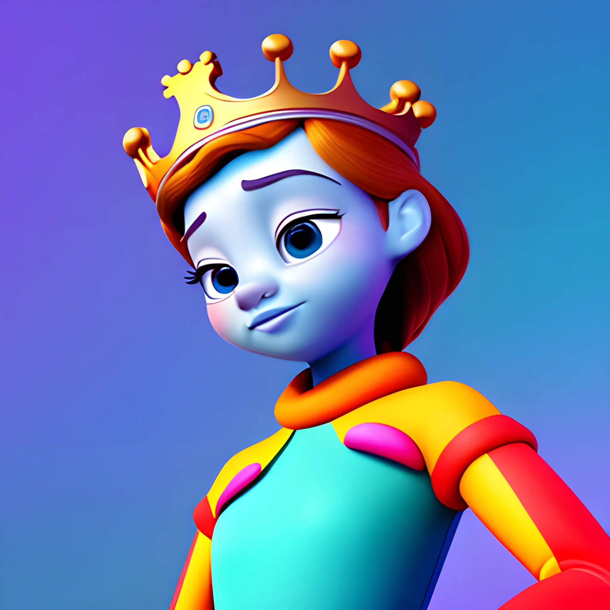 disney,add Photorealism,and high quality,multi-detail,HD, Cartoon,model,3D,pixar,
 ,while maintaining the simplest structure and fewer colors,Stylish and minimalist,colorful,crown,{{{whole body}}},whole_body,whole body