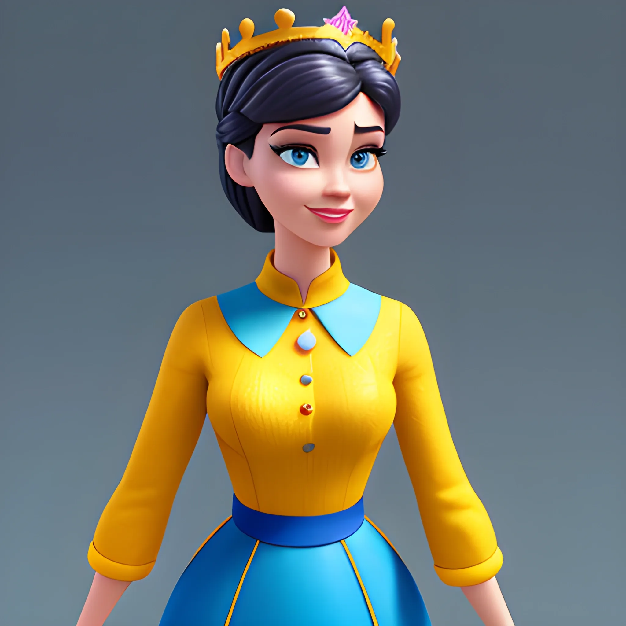 disney,add Photorealism,and high quality,multi-detail,HD, Cartoon,model,3D,pixar,
 ,while maintaining the simplest structure and fewer colors,Stylish and minimalist,colorful,crown,girl,{{{whole body}}},whole_body,whole body