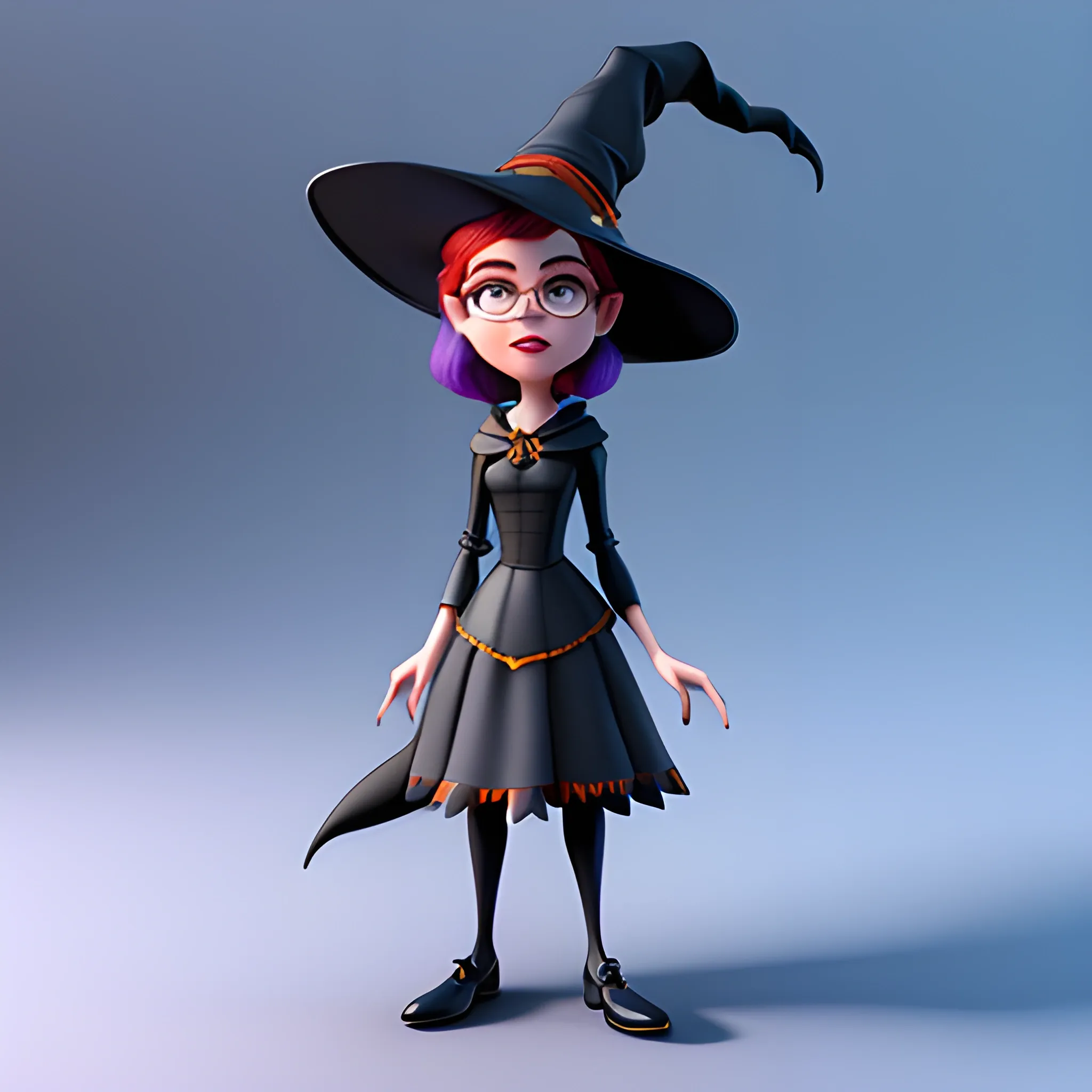 disney,add Photorealism,and high quality,multi-detail,HD, Cartoon,model,3D,pixar,
 ,while maintaining the simplest structure and fewer colors,Stylish and minimalist,colorful,witch,girl,{{{whole body}}},whole_body,whole body