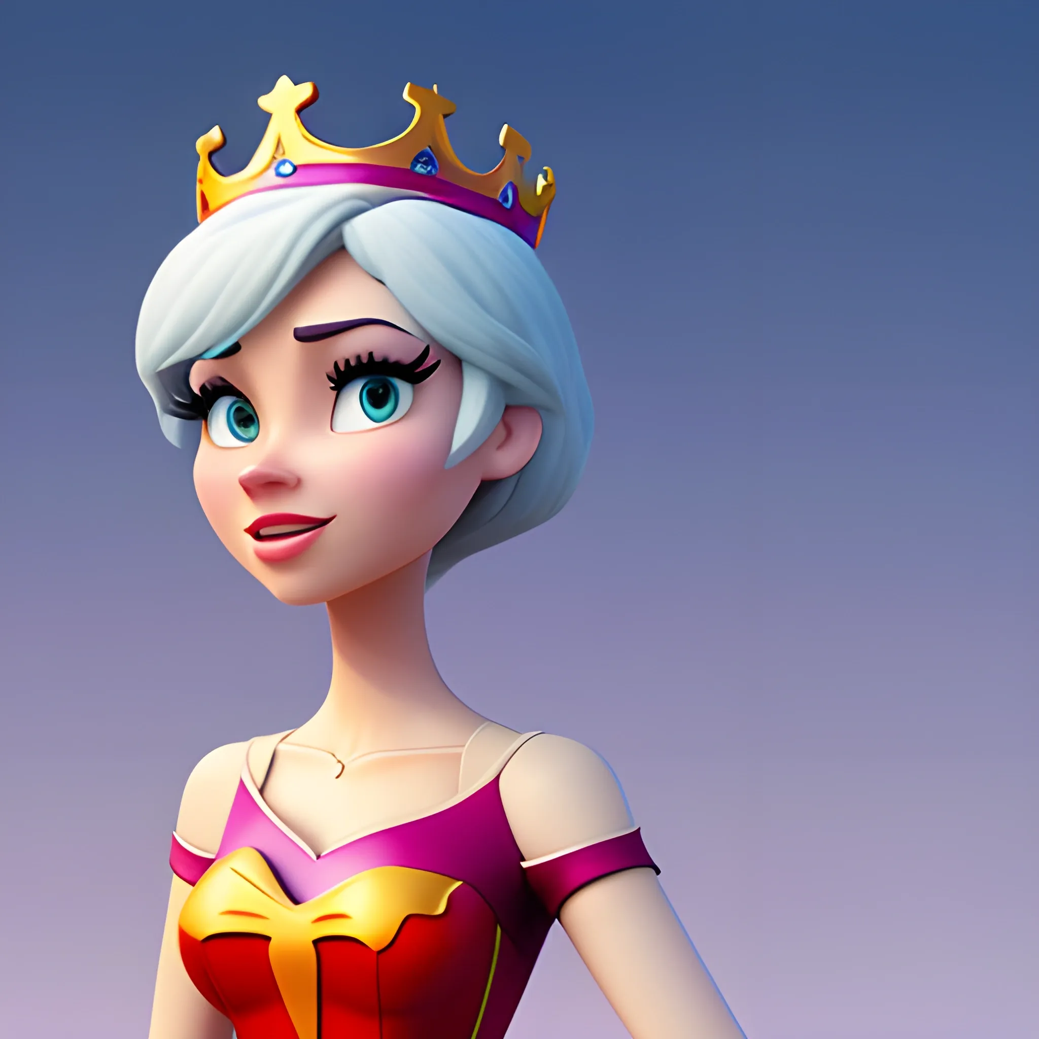 disney,add Photorealism,and high quality,multi-detail,HD, Cartoon,model,3D,pixar,
 ,while maintaining the simplest structure and fewer colors,Stylish and minimalist,colorful,crown,girl,{{{whole body}}},whole_body,whole body