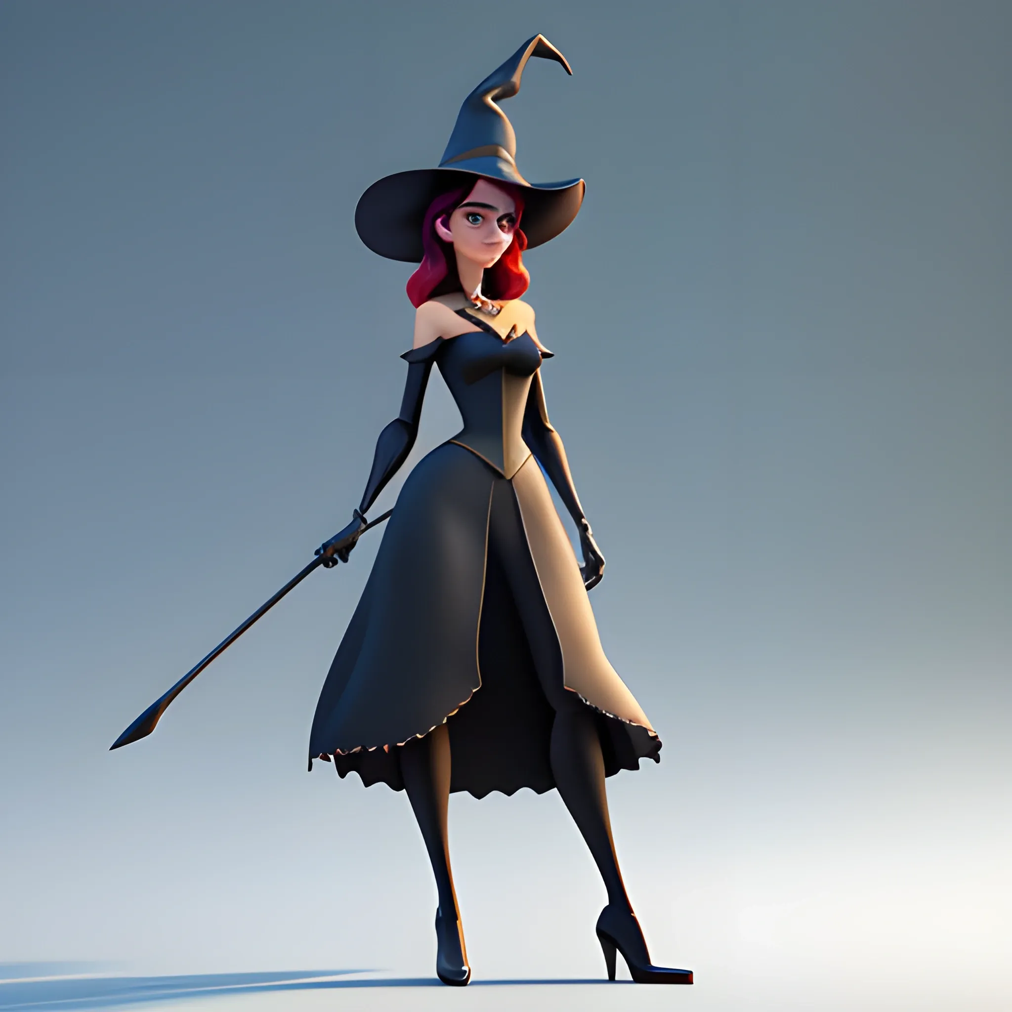 disney,add Photorealism,and high quality,multi-detail,HD, Cartoon,model,3D,pixar,
 ,while maintaining the simplest structure and fewer colors,Stylish and minimalist,colorful,witch,girl,{{{whole body}}},whole_body,whole body