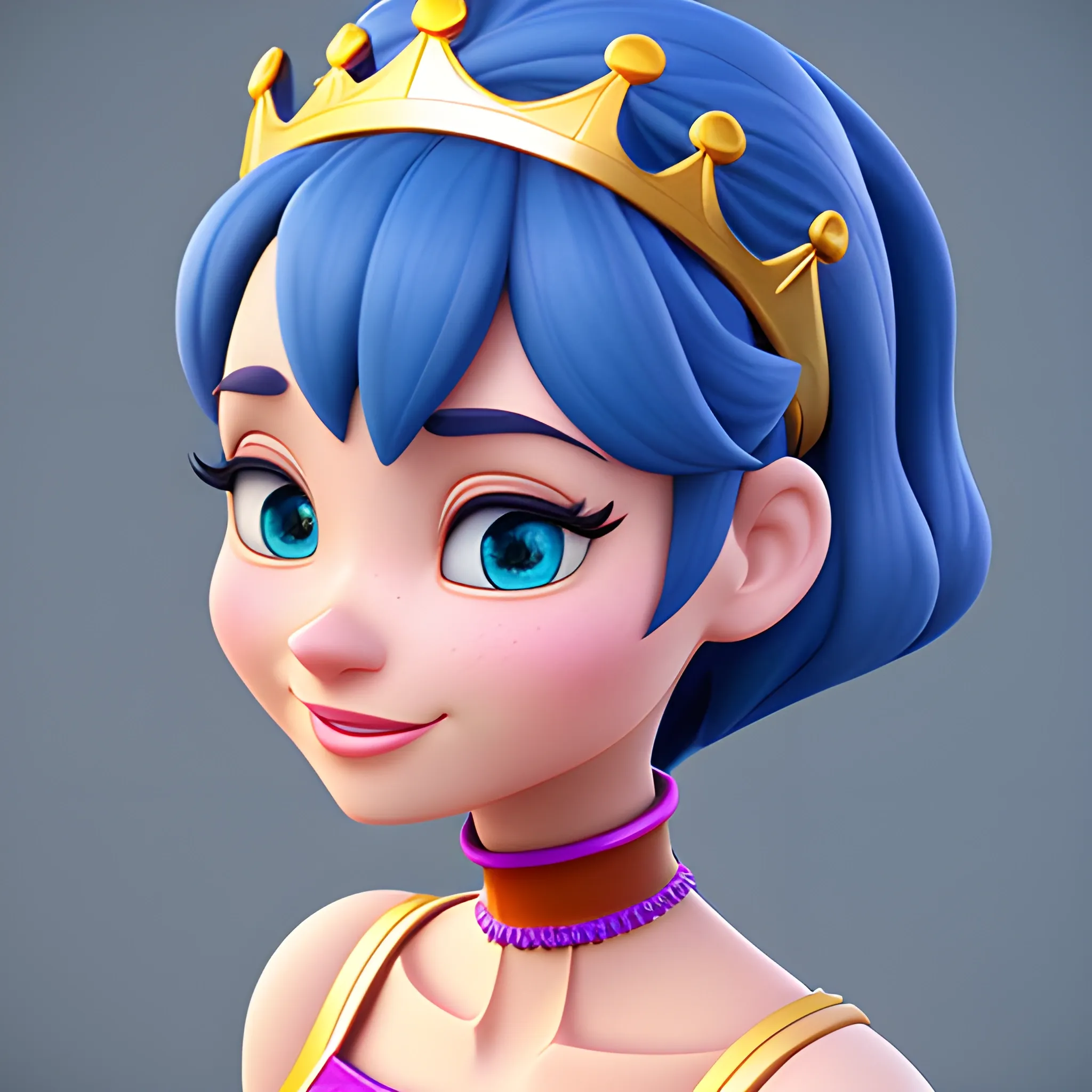 disney,add Photorealism,and high quality,multi-detail,HD, Cartoon,model,3D,pixar,
 ,while maintaining the simplest structure and fewer colors,Stylish and minimalist,colorful,crown,girl,{{{whole body}}},whole_body,whole body