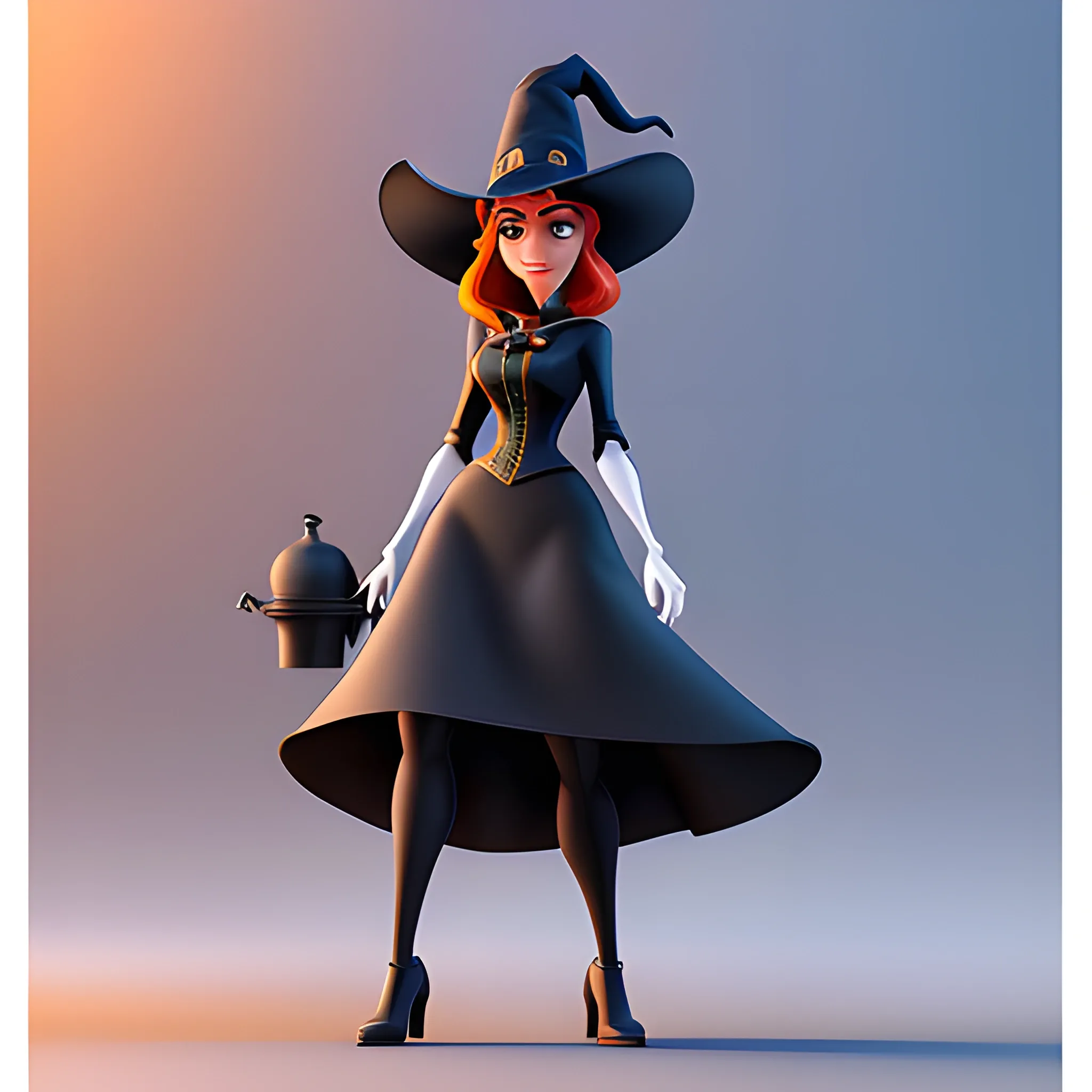 disney,add Photorealism,and high quality,multi-detail,HD, Cartoon,model,3D,pixar,
 ,while maintaining the simplest structure and fewer colors,Stylish and minimalist,colorful,witch,girl,{{{whole body}}},whole_body,whole body