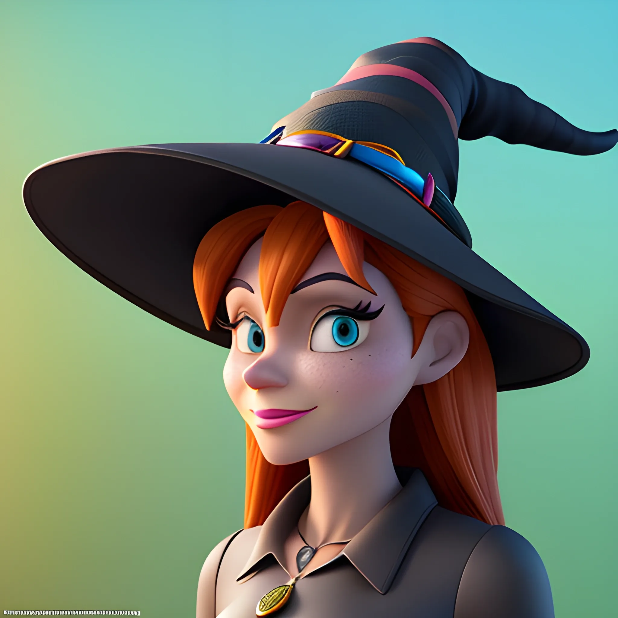 disney,add Photorealism,and high quality,multi-detail,HD, Cartoon,model,3D,pixar,
 ,while maintaining the simplest structure and fewer colors,Stylish and minimalist,colorful,witch hat,girl,{{{whole body}}},whole_body,whole body