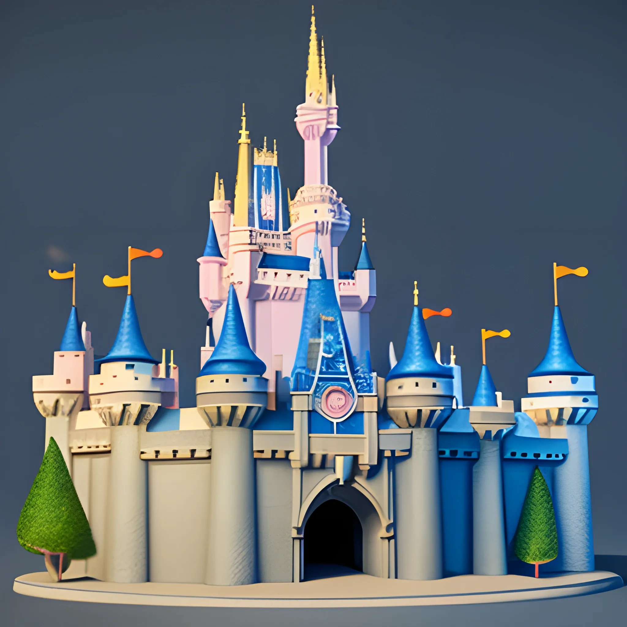 disney,add Photorealism,and high quality,multi-detail,HD, Cartoon,model,3D,pixar,
 ,while maintaining the simplest structure and fewer colors,Stylish and minimalist,colorful,castle model