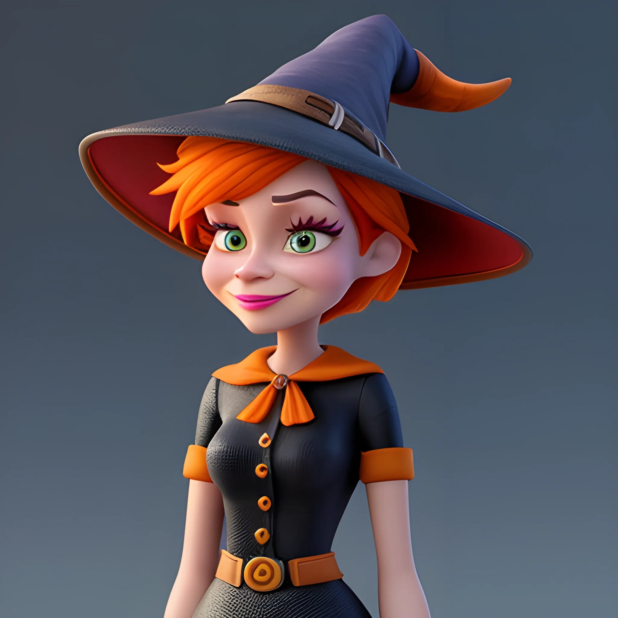 disney,add Photorealism,and high quality,multi-detail,HD, Cartoon,3D,pixar,
 ,while maintaining the simplest structure and fewer colors,Stylish and minimalist,colorful,witch hat,girl,{{{whole body}}},whole_body,whole body