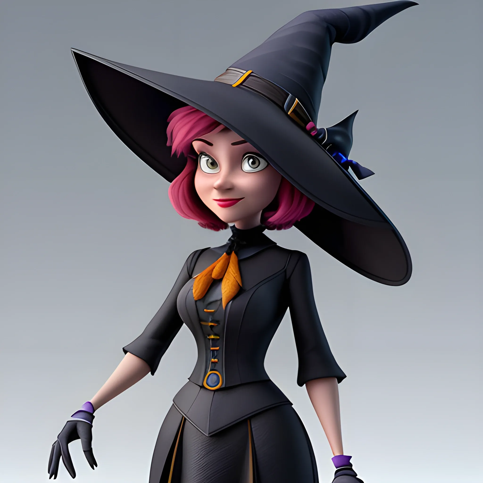 disney,add Photorealism,and high quality,multi-detail,HD, Cartoon,3D,pixar,
 ,while maintaining the simplest structure and fewer colors,Stylish and minimalist,colorful,witch hat,girl,{{{whole body}}},whole_body,whole body