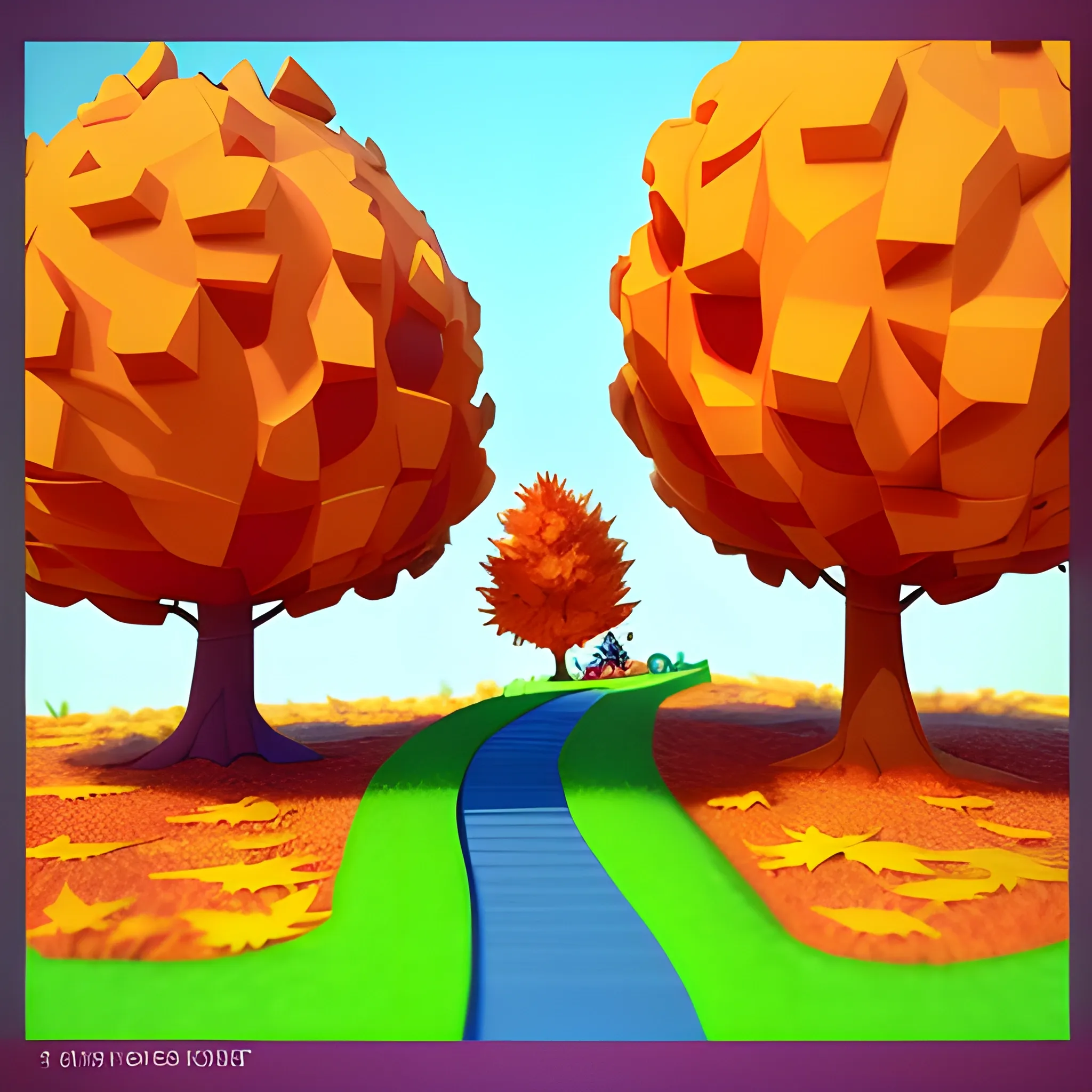 Create a cute cartoon 45-degree angle game artwork inspired by the Toon Blast and Peak Games,disney,add Photorealism,and high quality,multi-detail,HD, Cartoon,model,3D,pixar,
 ,while maintaining the simplest structure and fewer colors,Stylish and minimalist,colorful,autumn forest model