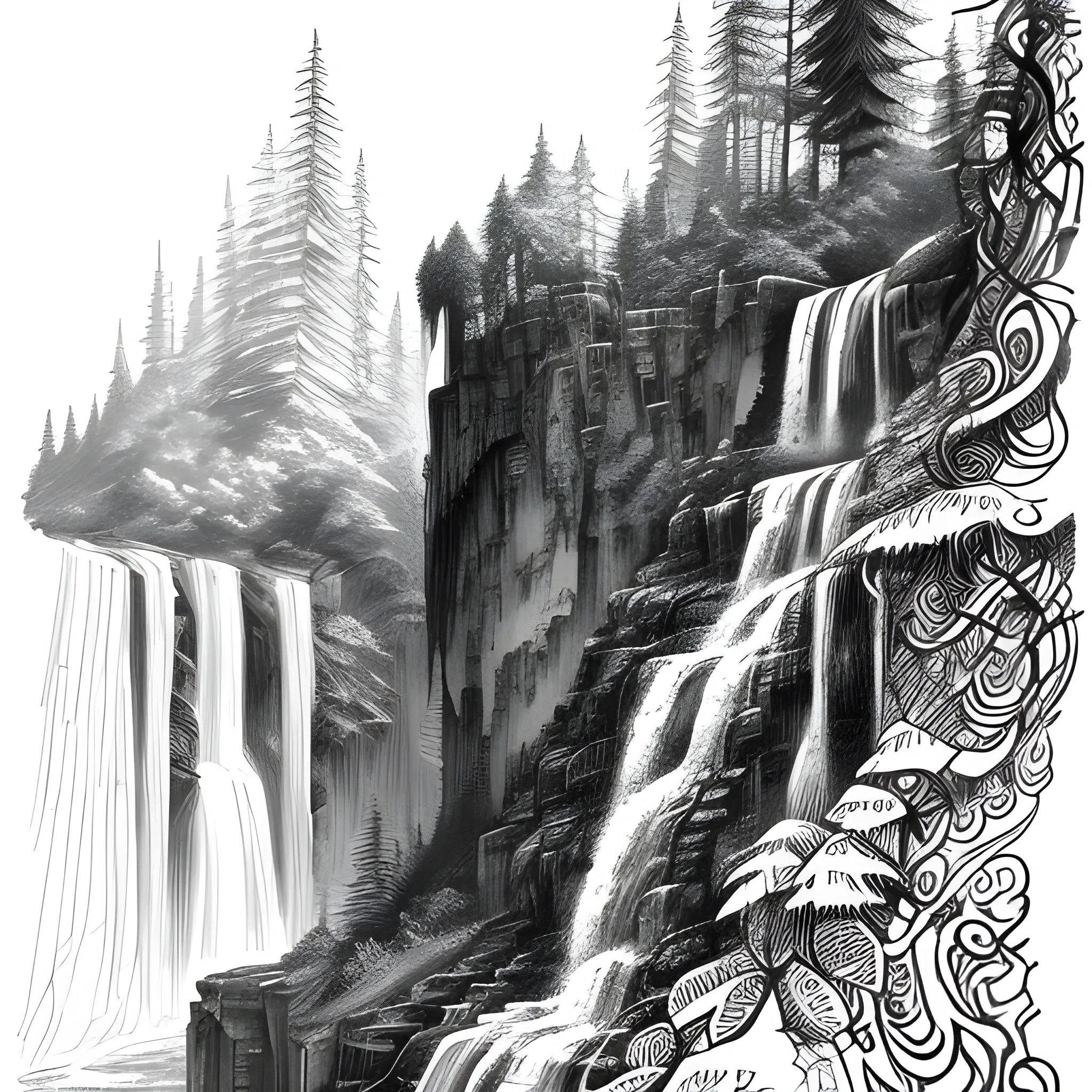 New pencil sketch WATERFALL made by... - Sidana cloth house | Facebook