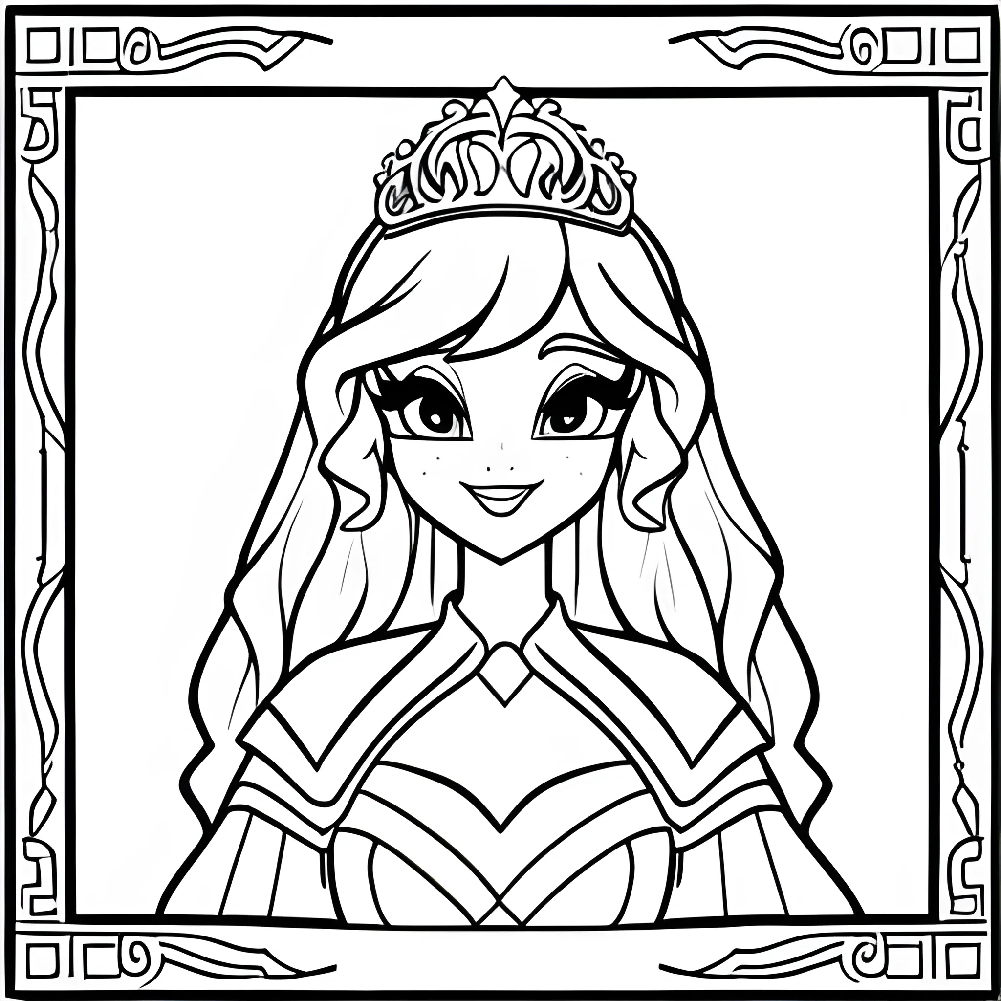 princess preschool coloring book, simple cartoon style