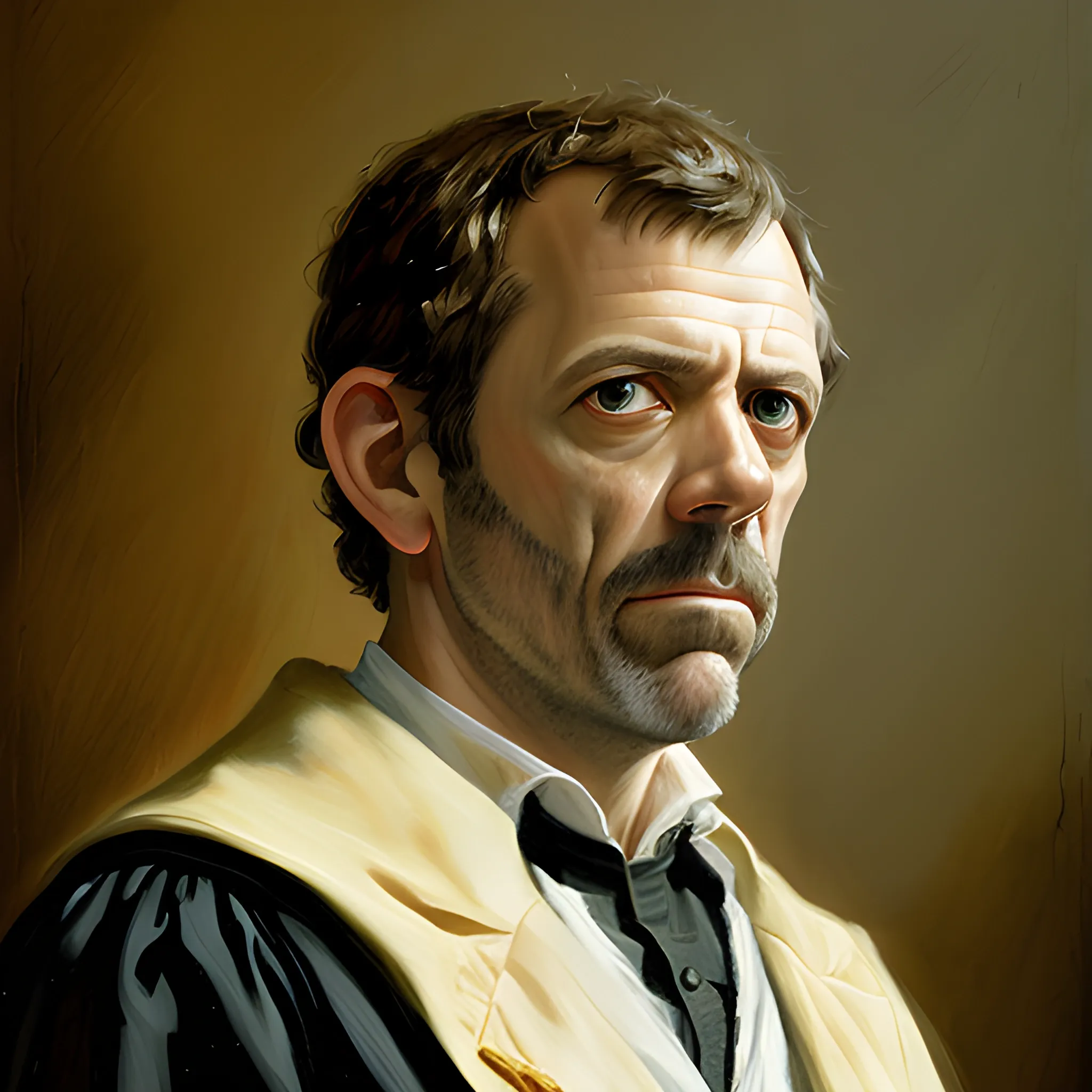 Wonderful Dr House painting portrait, Francisco de Goya oil painting style, highly detailed, free, fantasy, beautiful