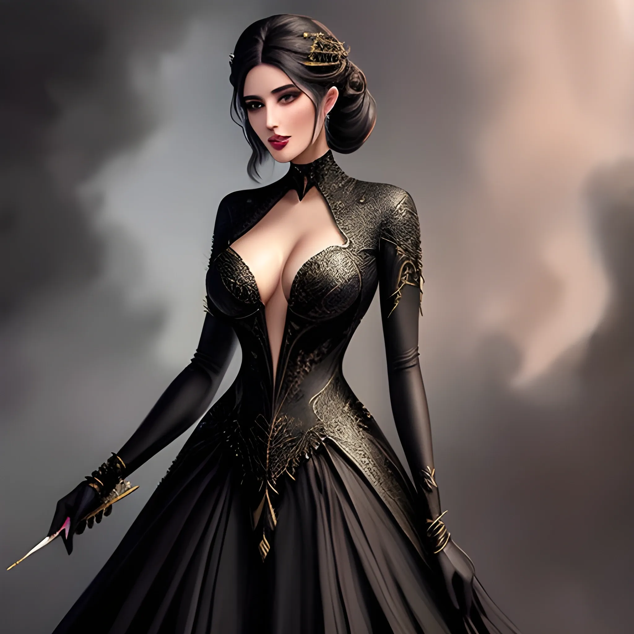 Fantasy, exquisite, delicate painting, girl, black clothes, 4k, ... -  Arthub.ai