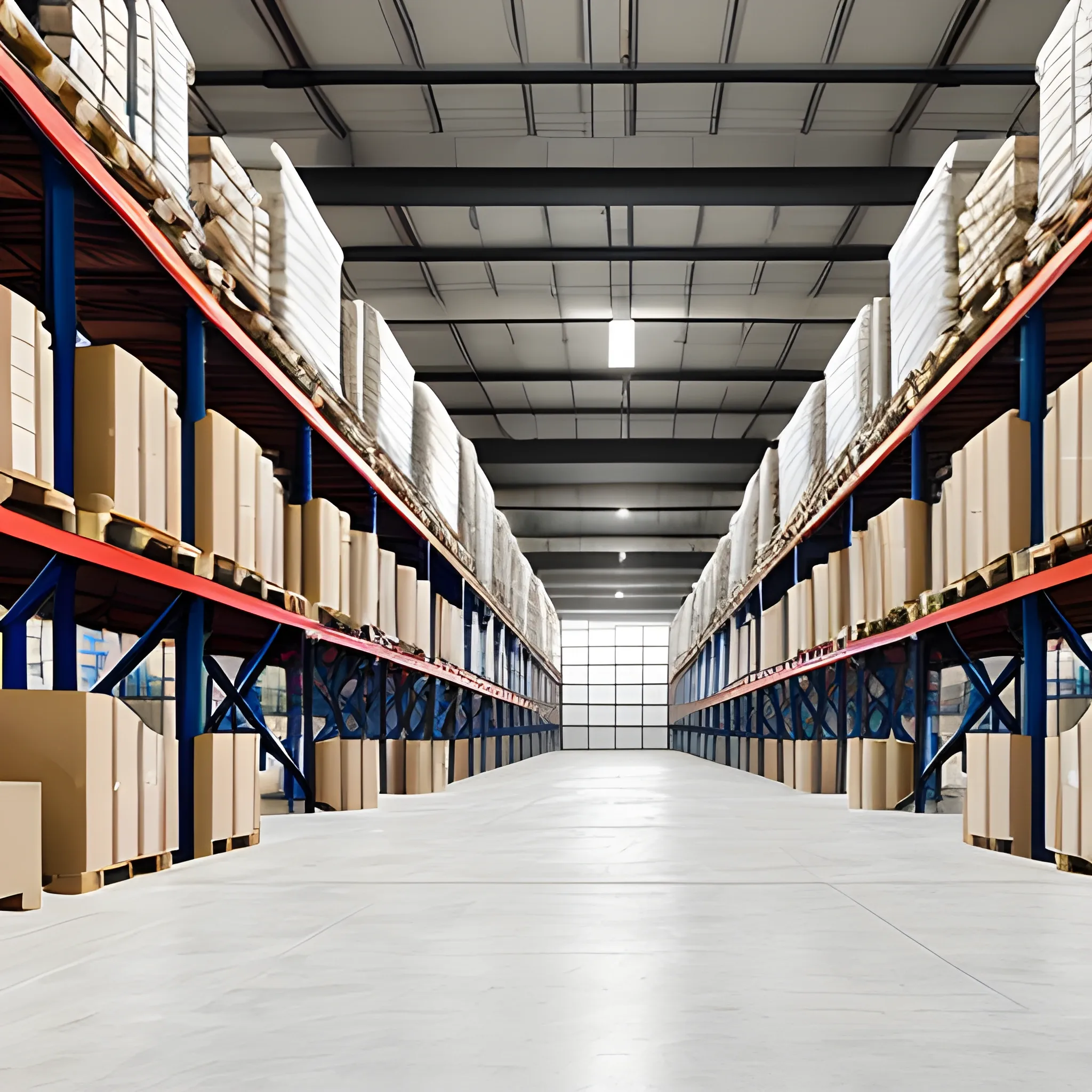 Industrial warehouse with large-sized bearings on the shelves