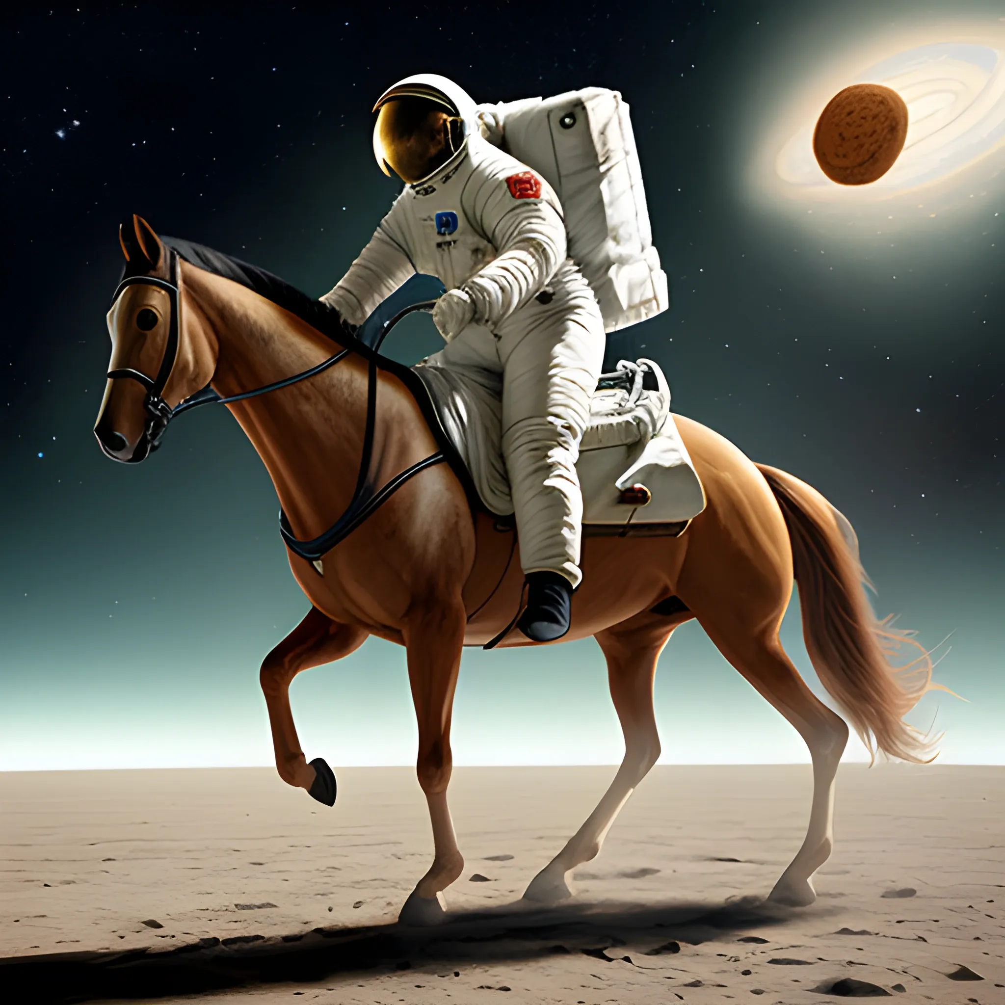 An astronaut riding a horse in photorealistic style.
