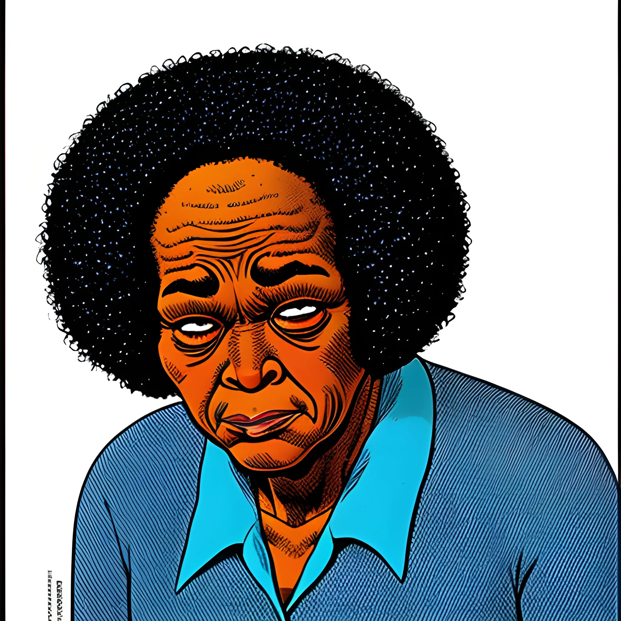 old black woman, Roland Topor Style,Jean Giraud style, retro comic, Cartoon