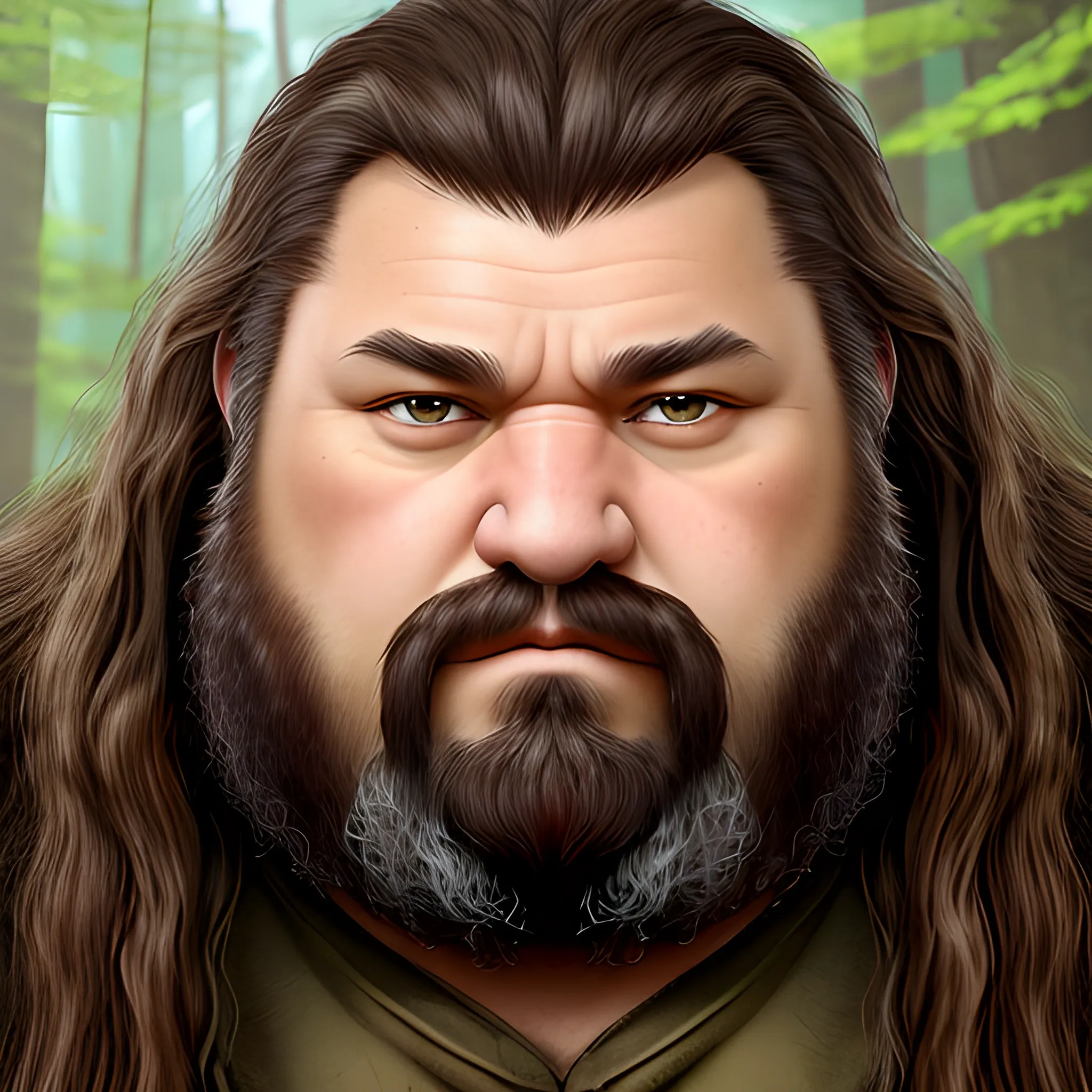 avatar, big wild brown hair, similar to hagrid, but short bears
