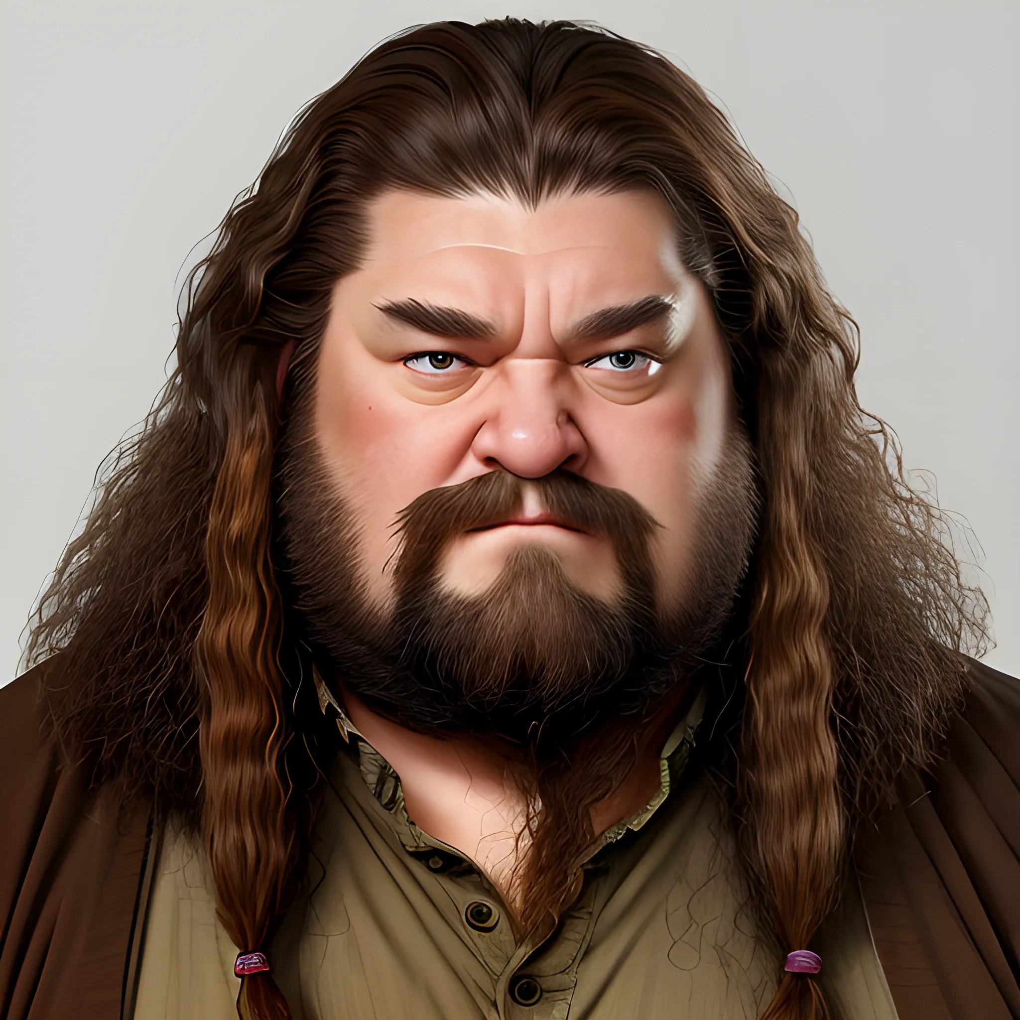 avatar, face, wild light brown hair, similar to hagrid, but short bears