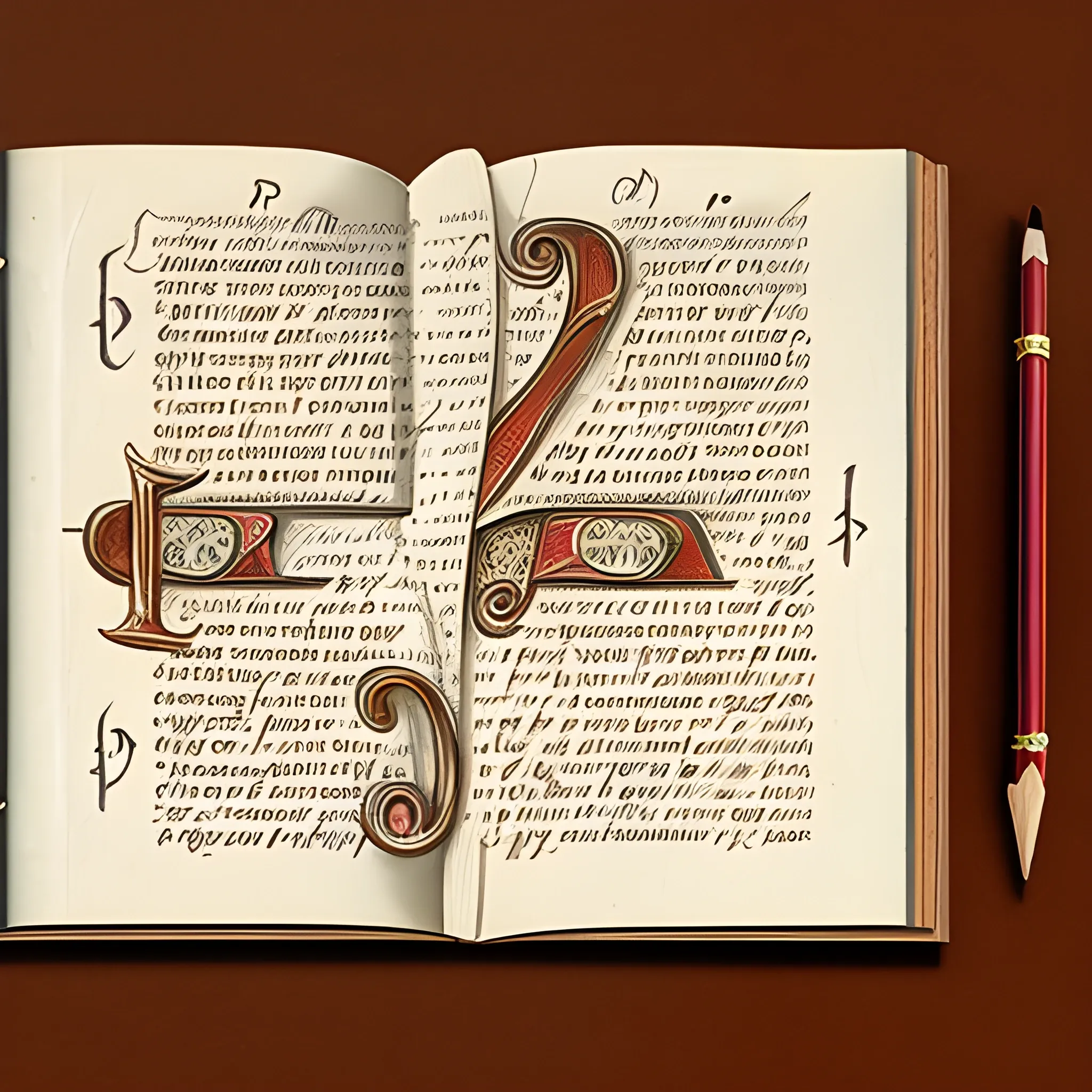 The letter P is in the style of a book miniature, for example, the initials in the Ostromir Gospel, Pencil Sketch, Cartoon