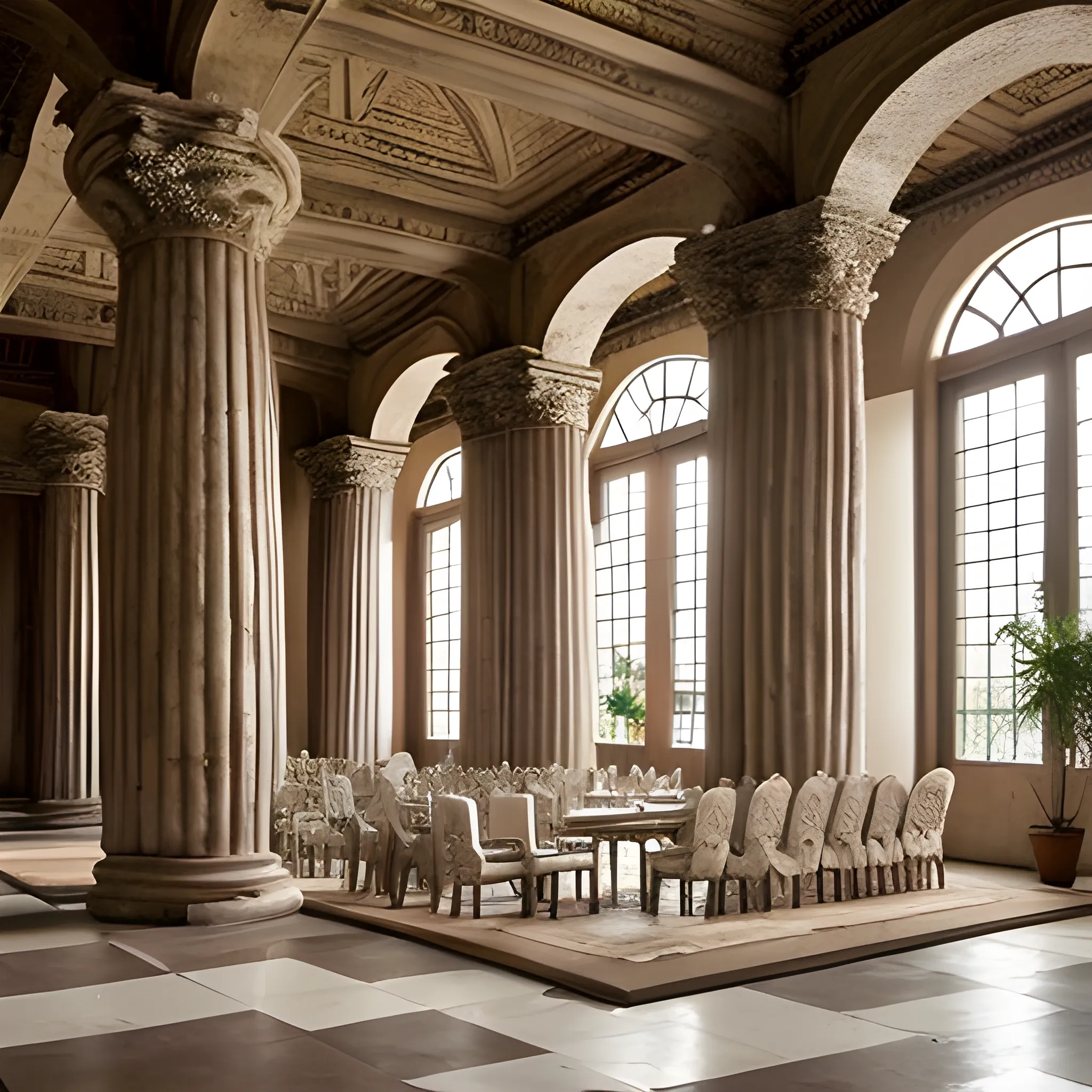 salon de bodas con columnas y arquitectura griega como si fuera un templo griego