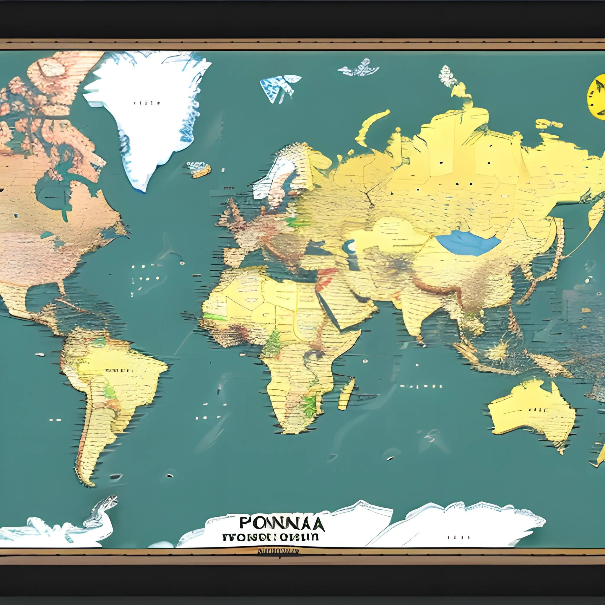 panoramic world map show country borders
