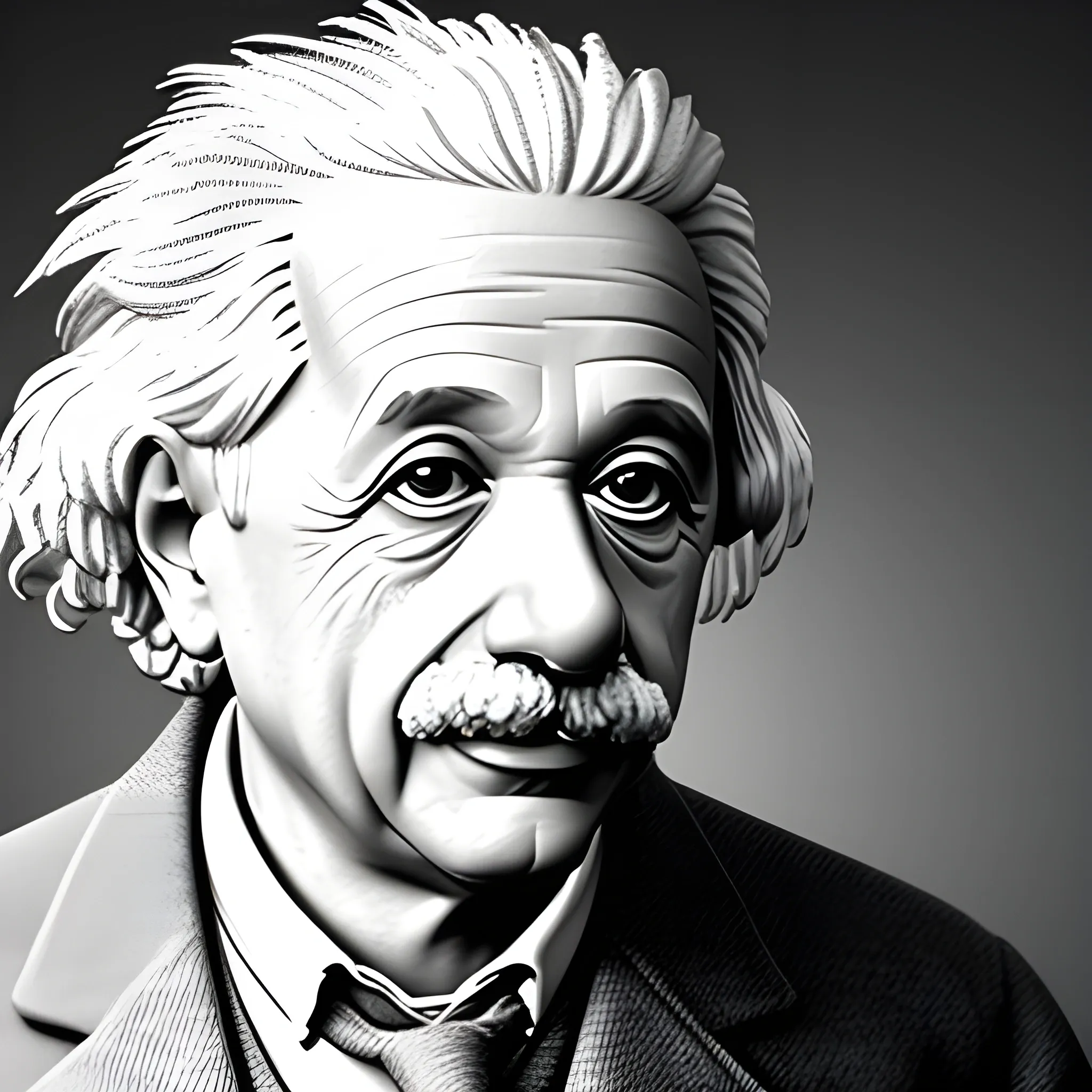 Create an 3d image of Albert Einstein wearing a doctor's outfit ...