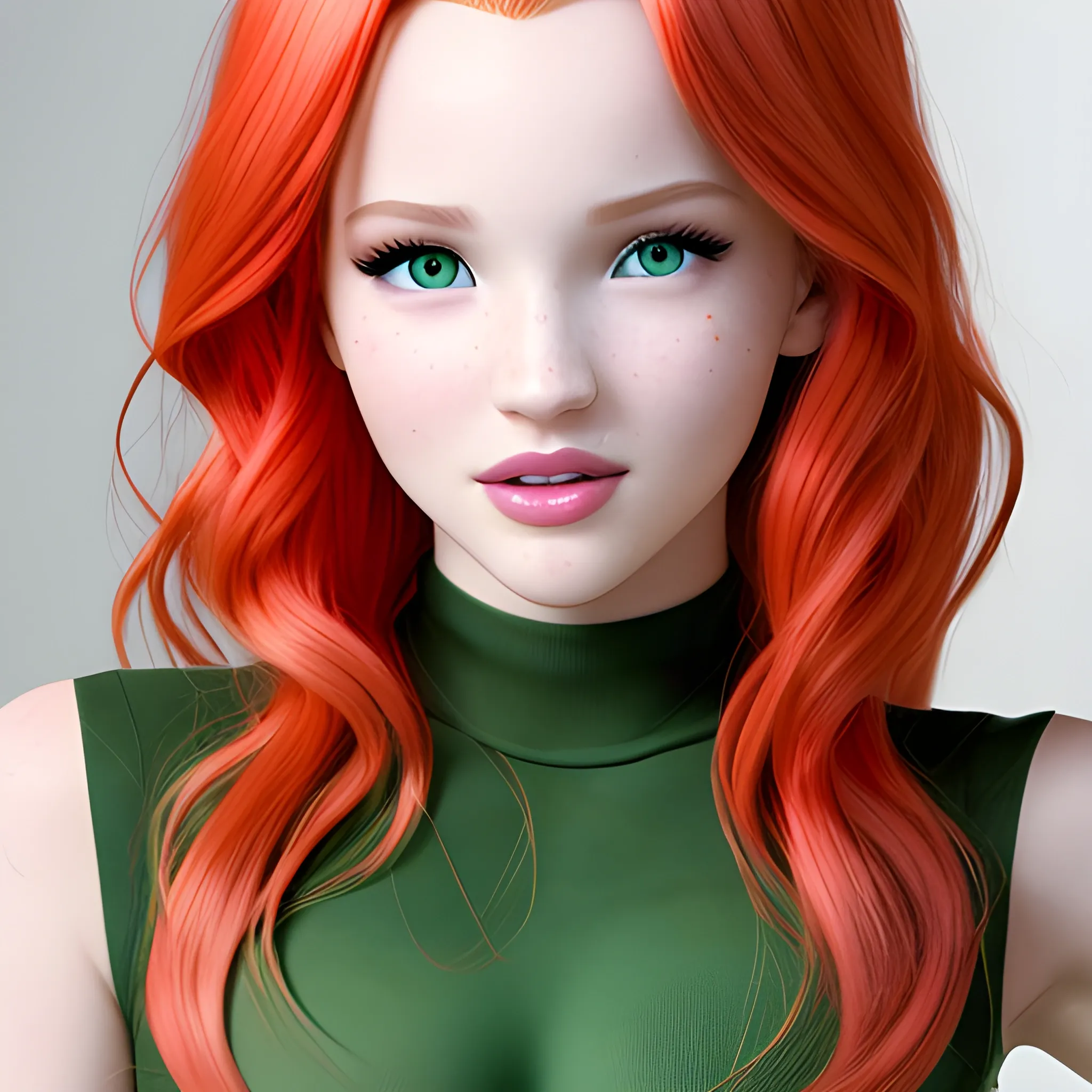 Bella Thorne Dove Cameron Face Morph Green Eyes Red Hair 3d