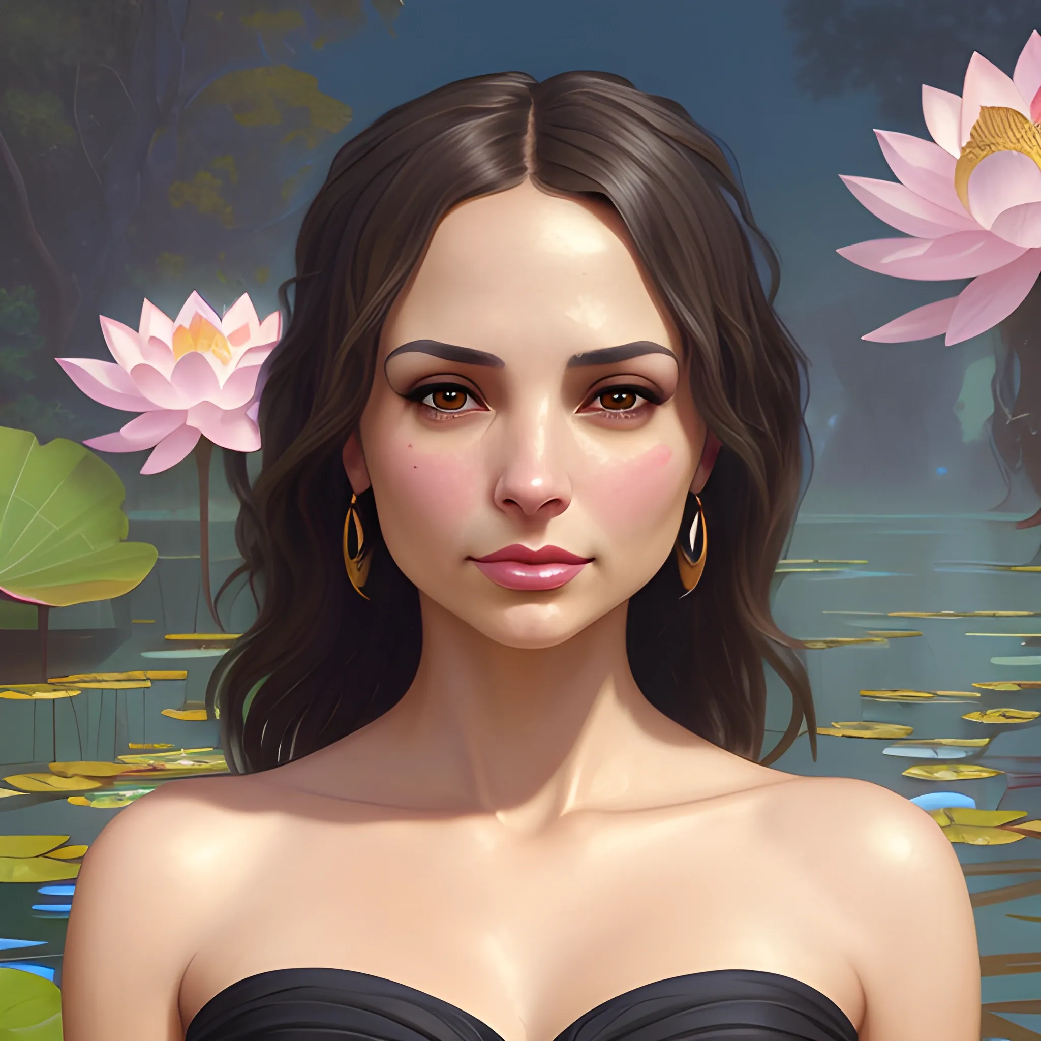 Rachel Leigh Cook / Kristin Kreuk face morph at a lotus pond; highly detailed beautiful face; glitter, renaissance; high contrast, pastel, sorbet, pearlescent, underwater, surreal, Unreal Engine 5; by Dan Parent, Alphonse Mucha, Artgerm, WLOP, intricately detailed, fantasy, bizarre, beautiful, Chromolithography, Soft Shading, Unreal Engine; digital painting, smooth, sharp focus, illustration, art by lisa frank, Steve Goad, Frank Frazetta, William-Adolphe Bouguereau, Unreal Engine 5, Cartoon, 3D, Oil Painting, 3D