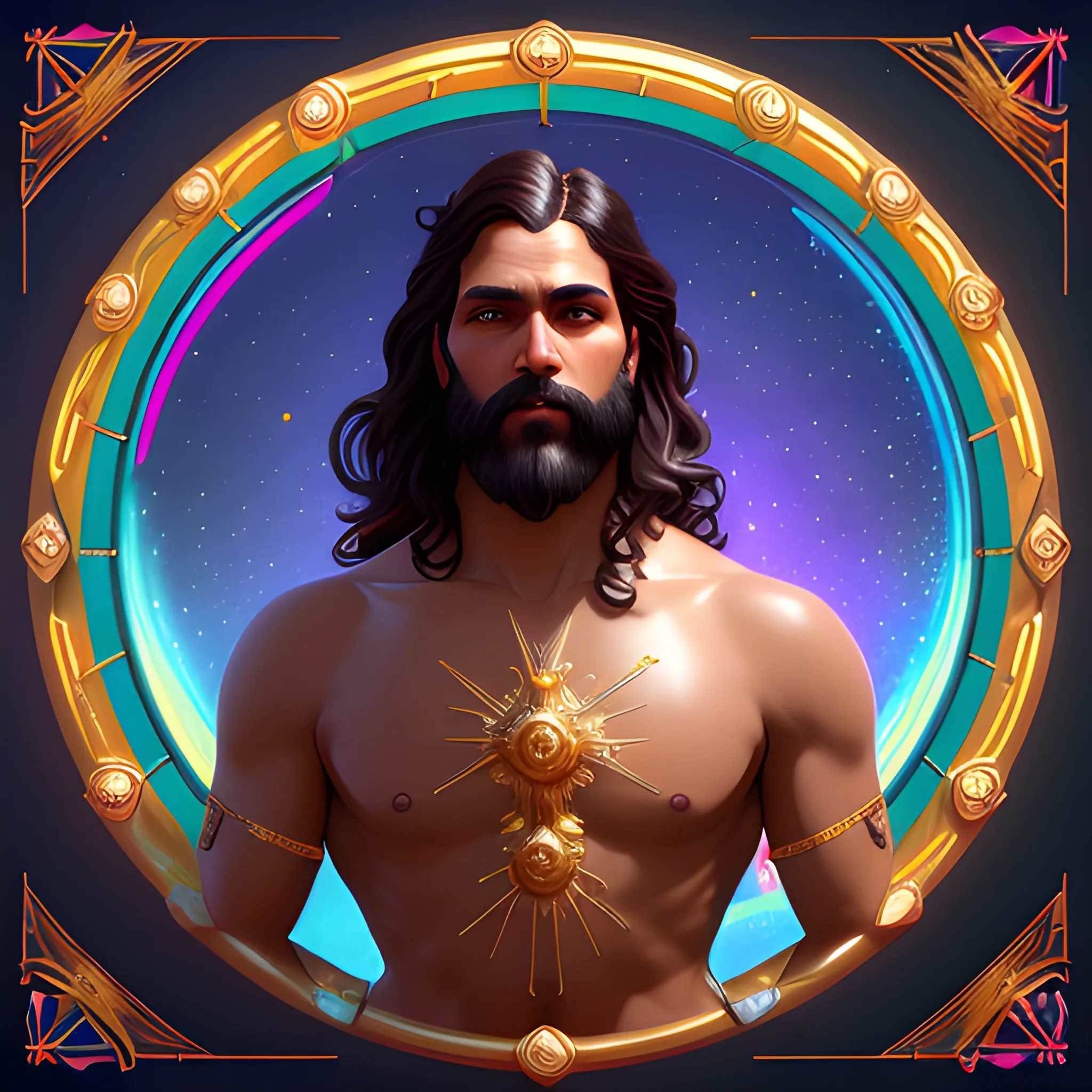 caramel-skinned masculine Jesus with a shining bright body and Blood and water pouring from His wrists is walking toward me, glitter; high contrast, surreal, Unreal Engine 5; by Dan Parent, Artgerm, WLOP, intricately detailed, fantasy, bizarre, beautiful, Chromolithography, Soft Shading, Unreal Engine; digital painting, smooth, sharp focus, illustration, art by lisa frank, Steve Goad, Frank Frazetta, William-Adolphe Bouguereau, Unreal Engine 5, 3D