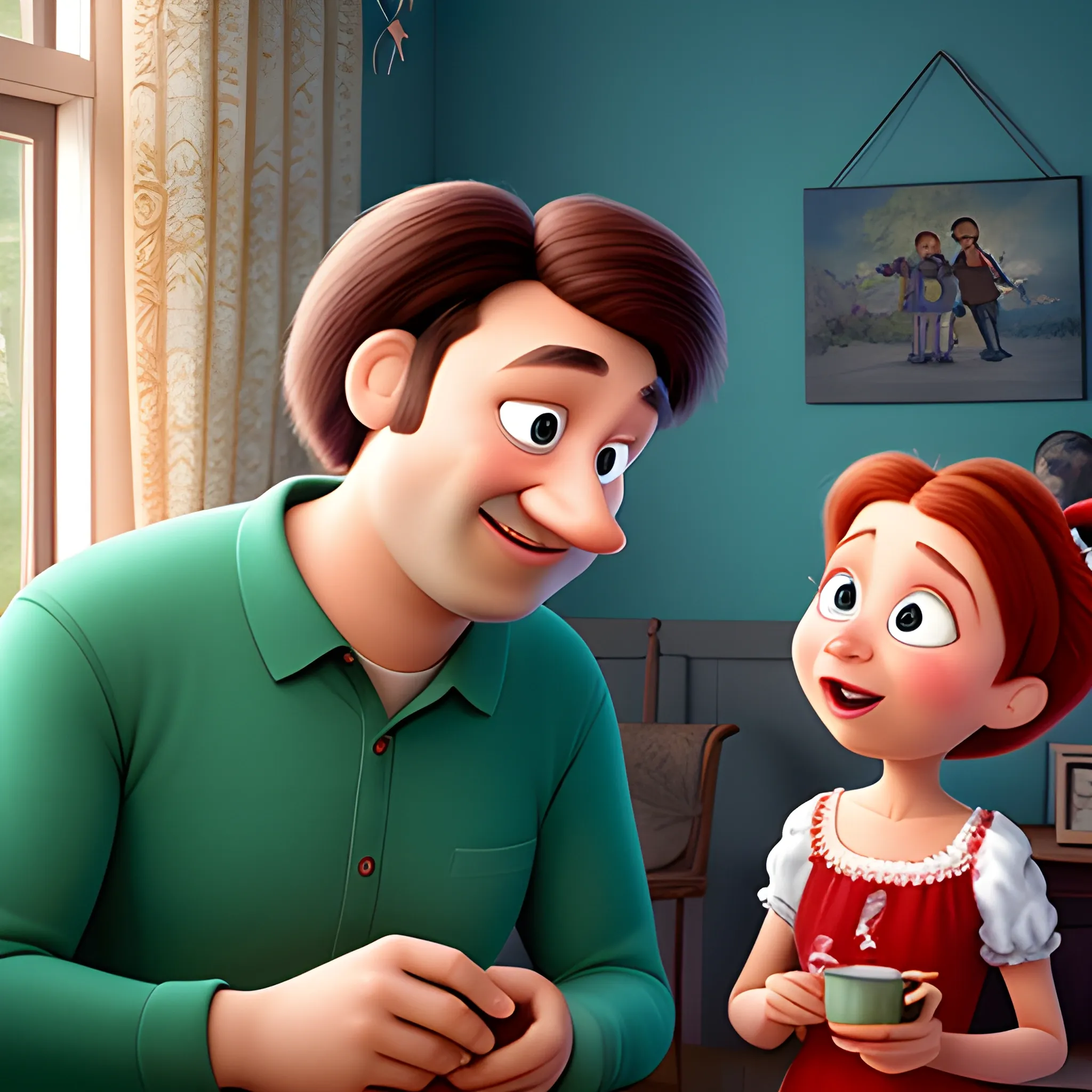 A typical Hungarian family doing typical hungarian things, Pixar Movie Style, Realistic