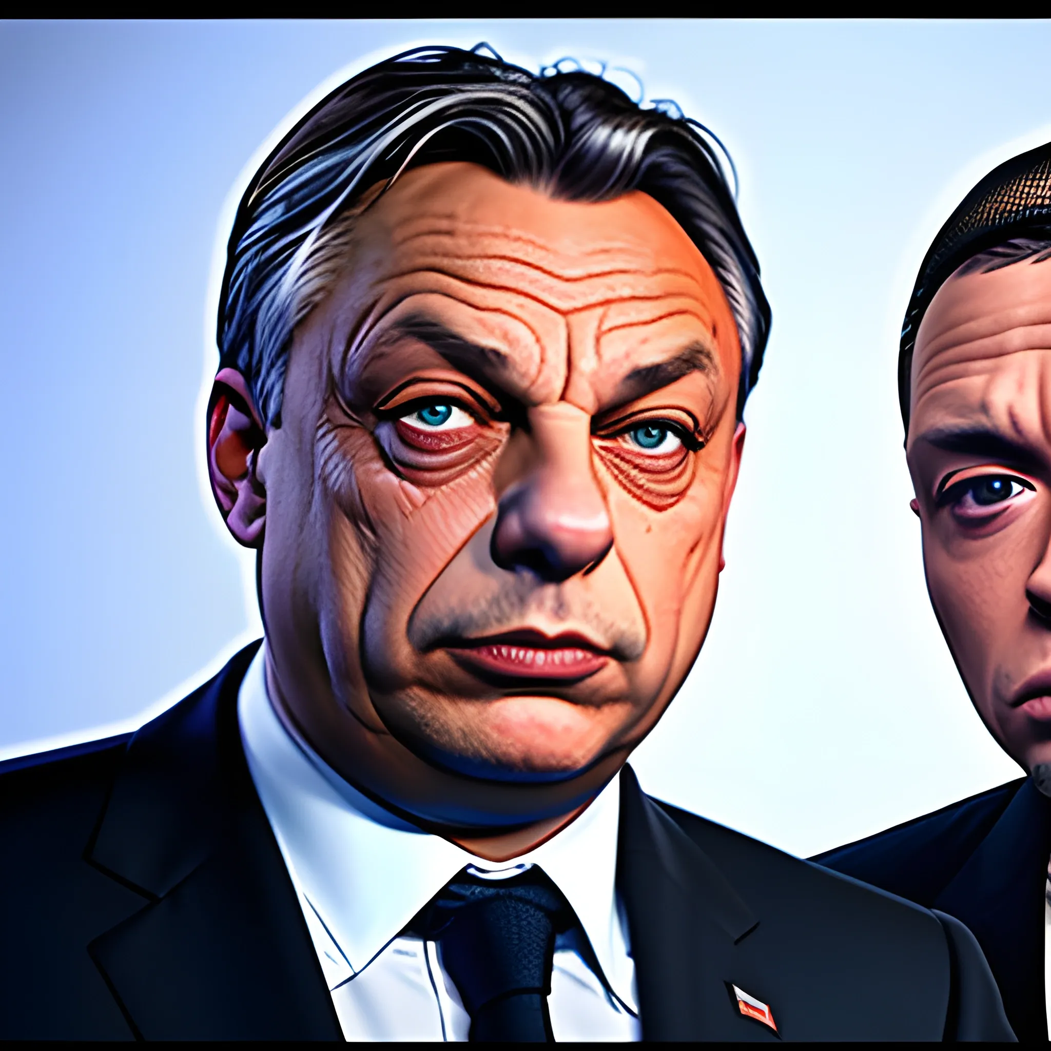 Viktor Orban is having a rap battle with Eminem in Budapest, realistic, Unreal Engine, Detailed