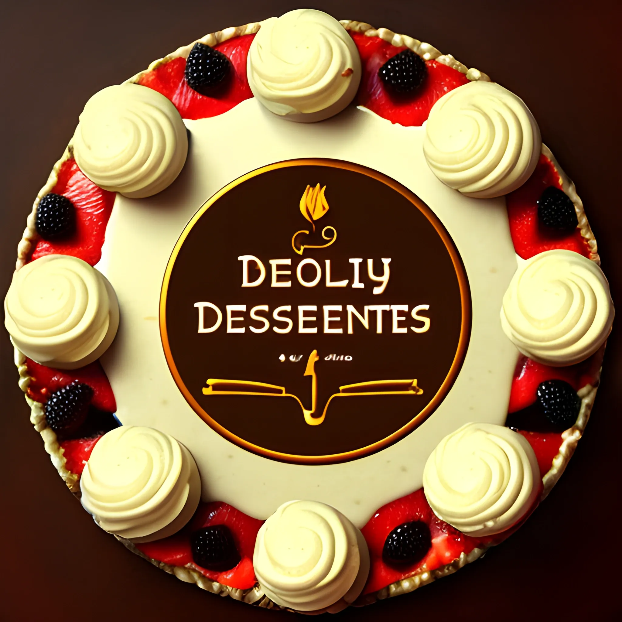 Cooking and desserts logo, delicious, shiny, food photography, Rembrandt art.