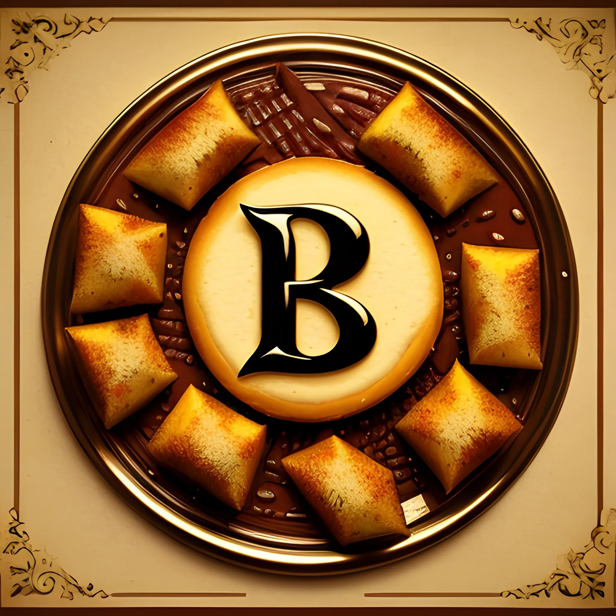 logo Popular food, delicious, shiny, food photography, art by Rembrandt., 3D