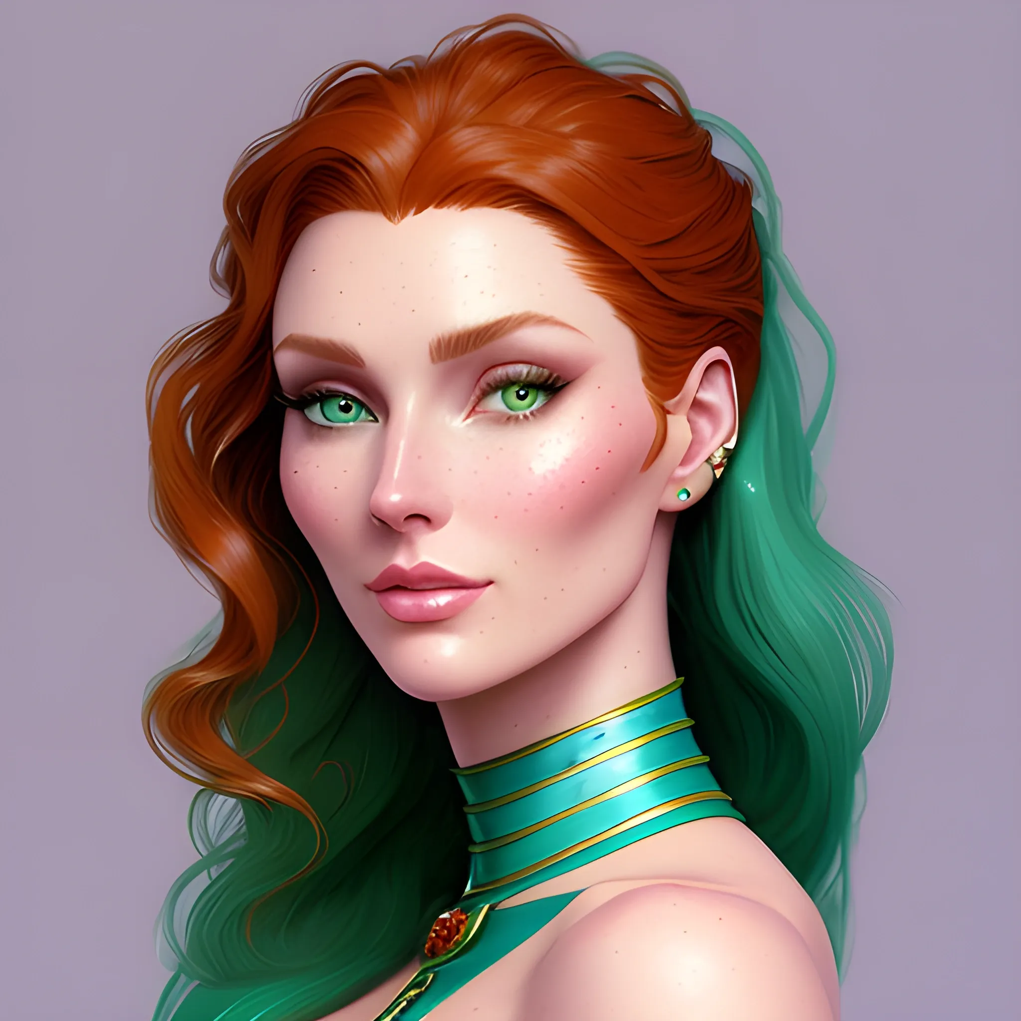 Elsa Hosk / Shanina Sheik / Robyn Lively face morph in a deep green pine tree forest; long, curly red hair, turquoise speckled green eyes, highly detailed beautiful face; glitter, high contrast, pastel, sorbet, pearlescent, by Dan Parent, Artgerm, WLOP, intricately detailed, fantasy, beautiful, Chromolithography, Soft Shading, Unreal Engine; digital painting, smooth, sharp focus, illustration, art by lisa frank, Steve Goad, Frank Frazetta, William-Adolphe Bouguereau, Unreal Engine 5, Cartoon, 3D, Oil Painting, castle, sunset