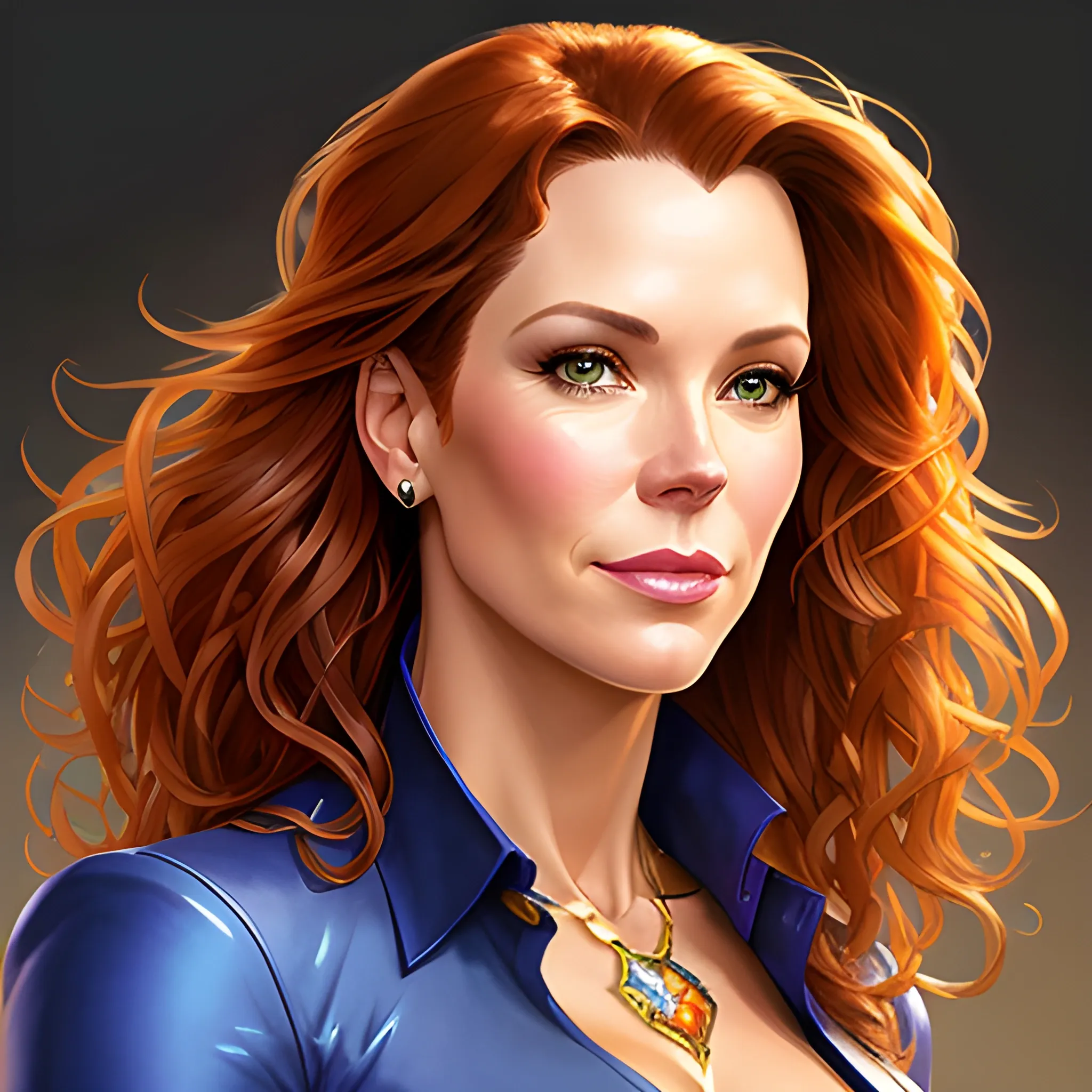 Young Robyn Lively with a beautiful and highly detailed face, brown eyes; modern American; by Lisa Frank, Daniel Gerhartz, phil noto, sienkiewicz, mucha, jim lee, manara; hyper-detailed, hyper-realistic, sharp focus; symmetrical face; textured shading, subtractive lighting, Unreal Engine, sharp focus